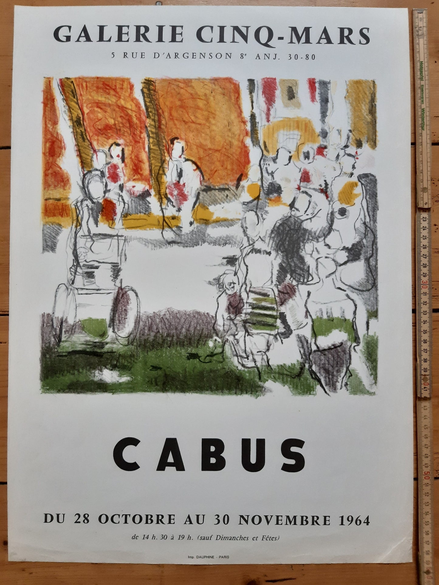 Gerard Cabus original art exhibition poster used - 16.7"×23.6" (42.5×60cm)
