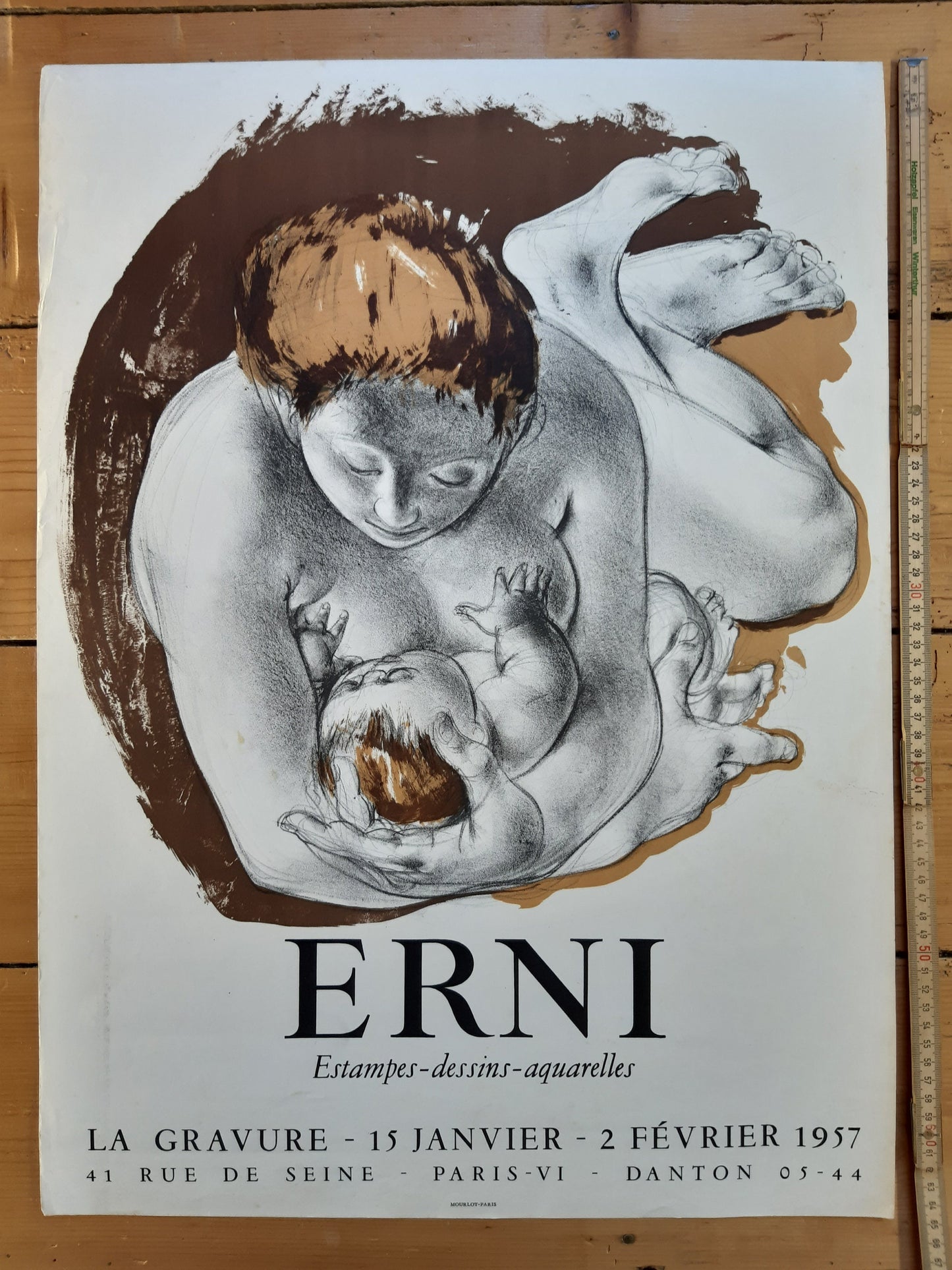 Hans Erni original art exhibition poster - 18.7"×25.6" (47.5×65cm)