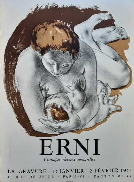 Hans Erni original art exhibition poster - 18.7"×25.6" (47.5×65cm)