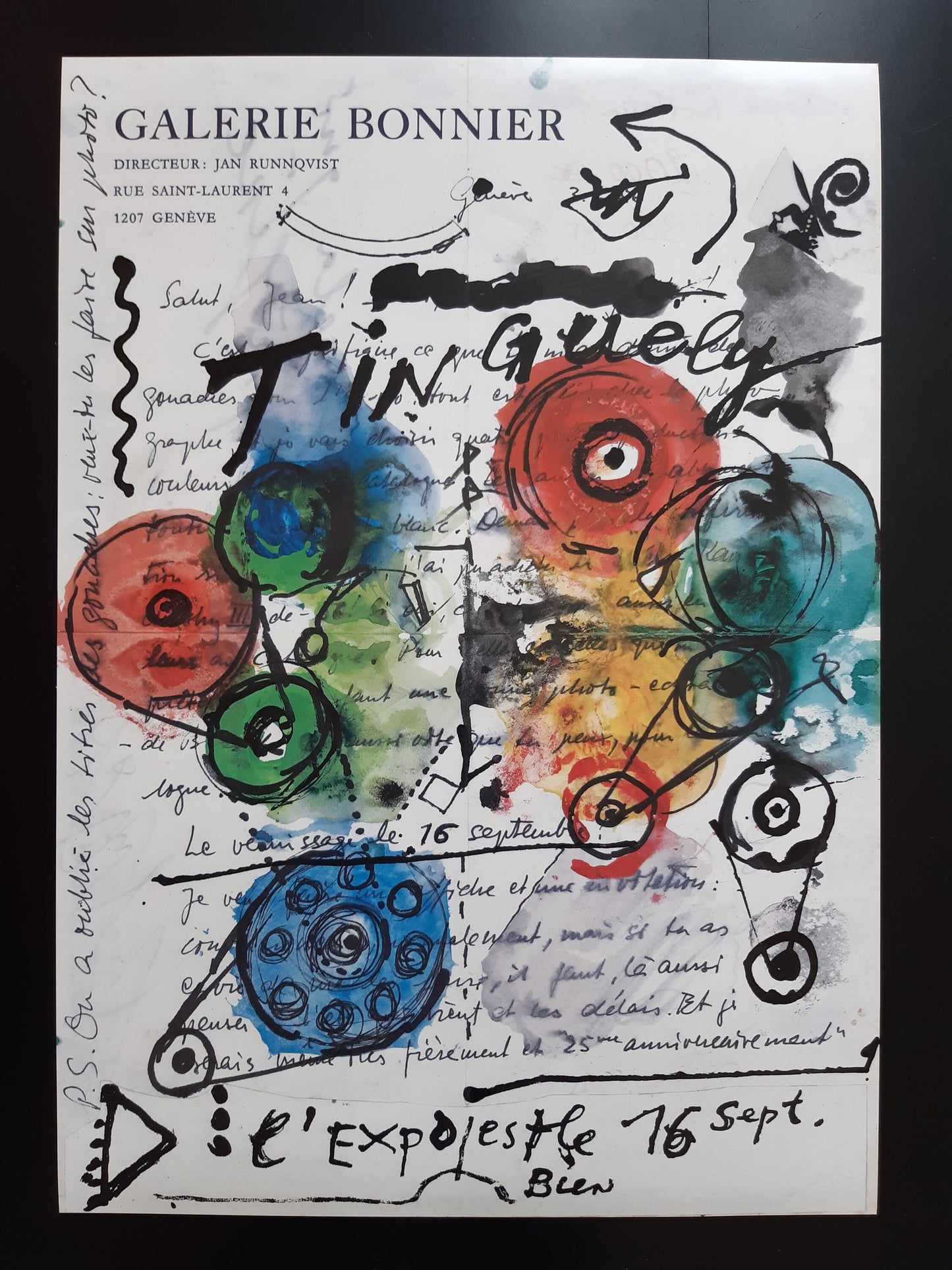 Jean Tinguely art exhibition poster - 17.1"×24.2" (43.5×61.5cm)