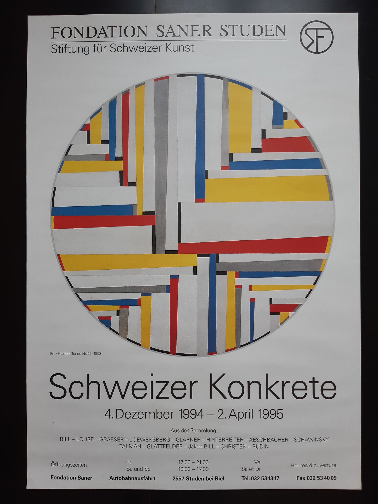 Fritz Glarner art exhibition poster - 27.6"×39.4" (70×100cm)