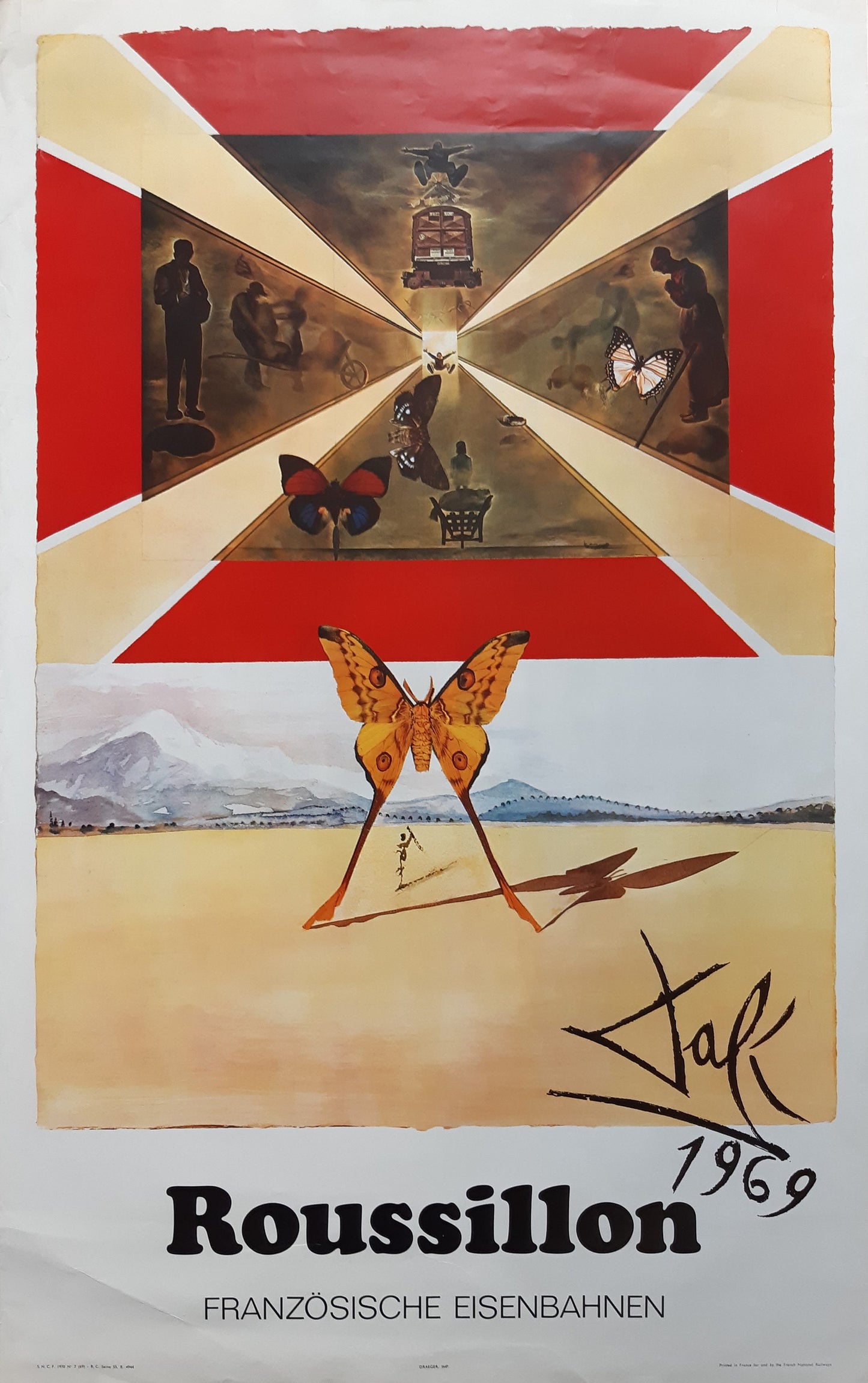Dalí original travel poster - 24.4"×38.6" (62×98cm)