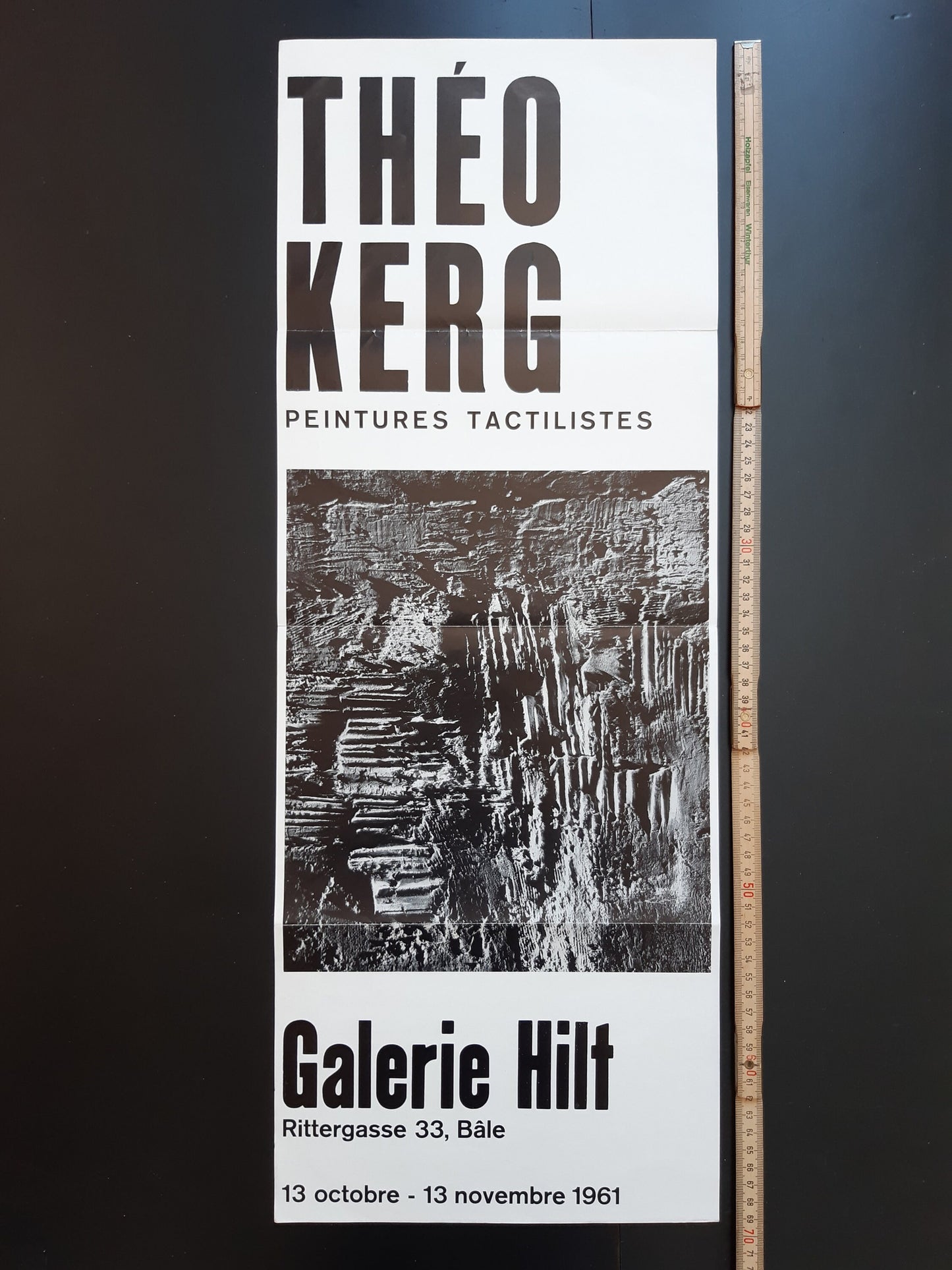 Theo Kerg original art poster folded - 10.2"×27.4" (26×69.5cm)