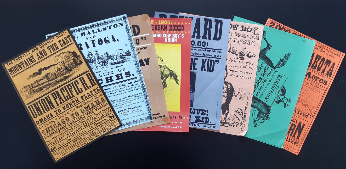 Set of eight vintage reprint US ad posters - 10.2"×15.0" (26×38cm)