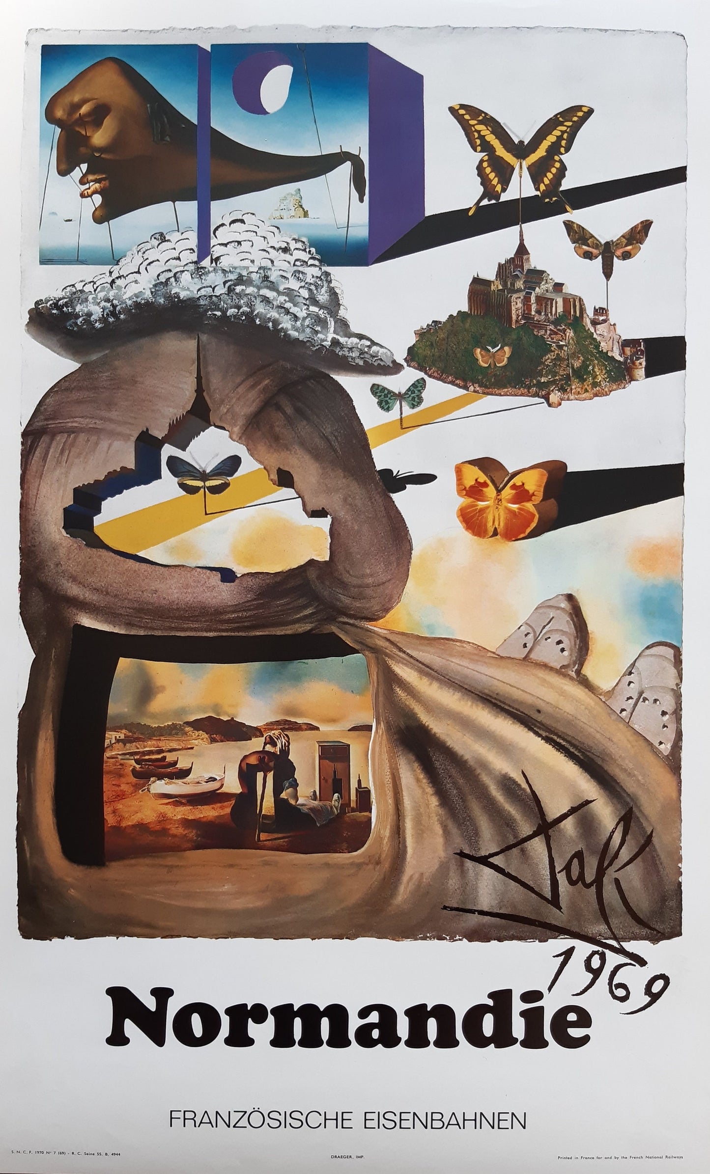 Dalí original travel poster - 14.4"×23.6" (36.5×60cm)