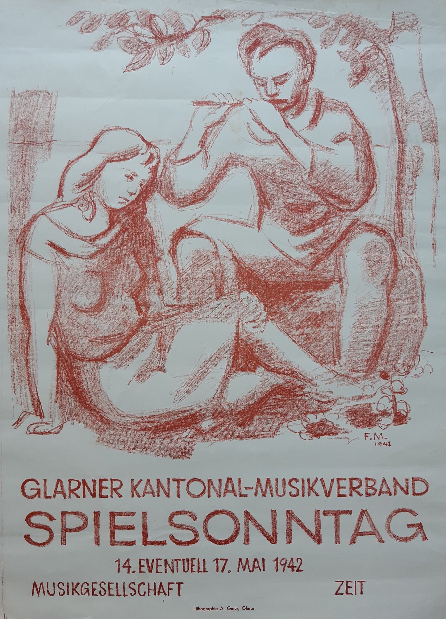 Swiss vintage culture music poster Glarus - 19.7"×27.2" (50×69cm)
