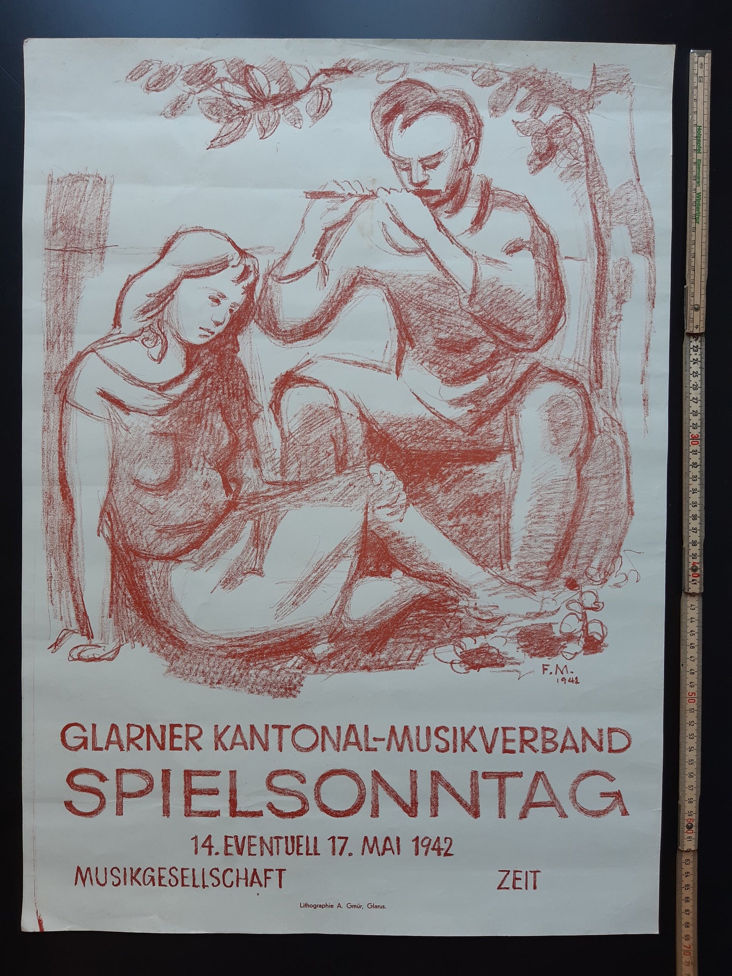 Swiss vintage culture music poster Glarus - 19.7"×27.2" (50×69cm)