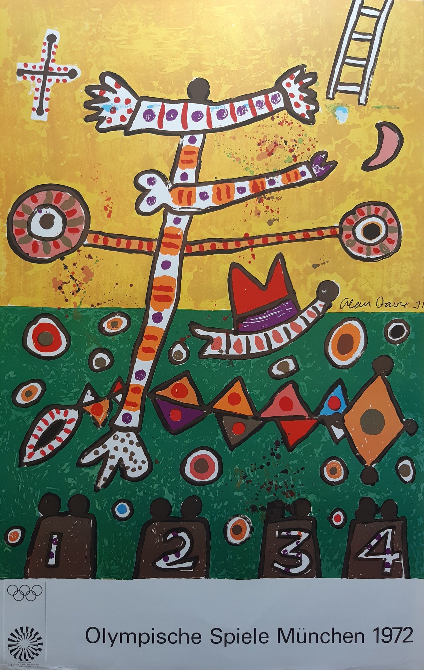 Alan Davie original Olympic poster - 25.2"×39.8" (64×101cm)