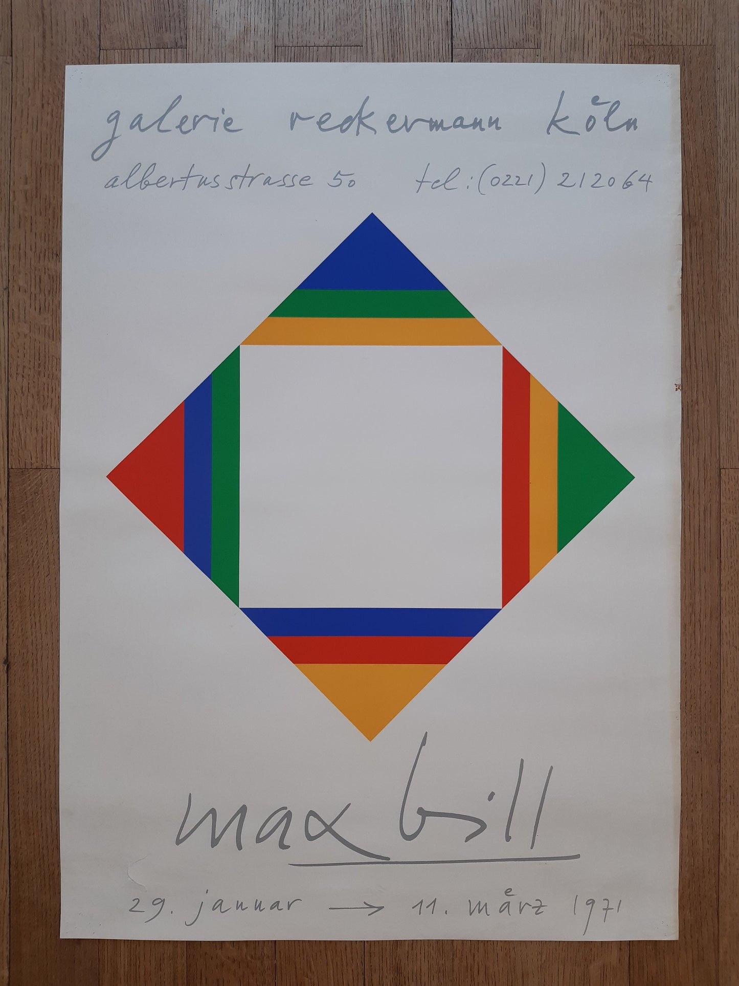 Max Bill original poster used - 23.4"×33.3" (59.5×84.5cm)