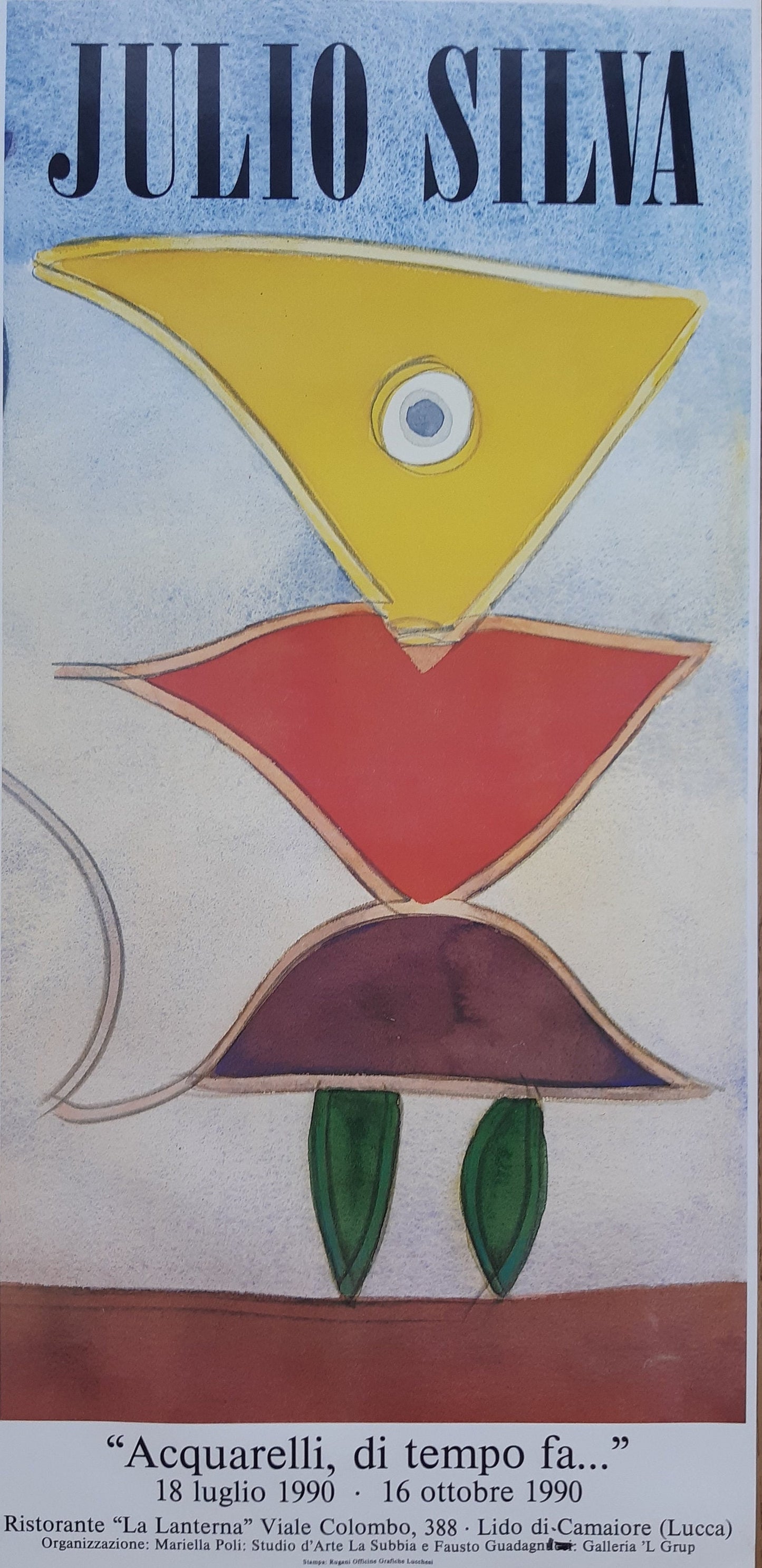 Julio Silva original art exhibition poster - 12.8"×26.4" (32.5×67cm)