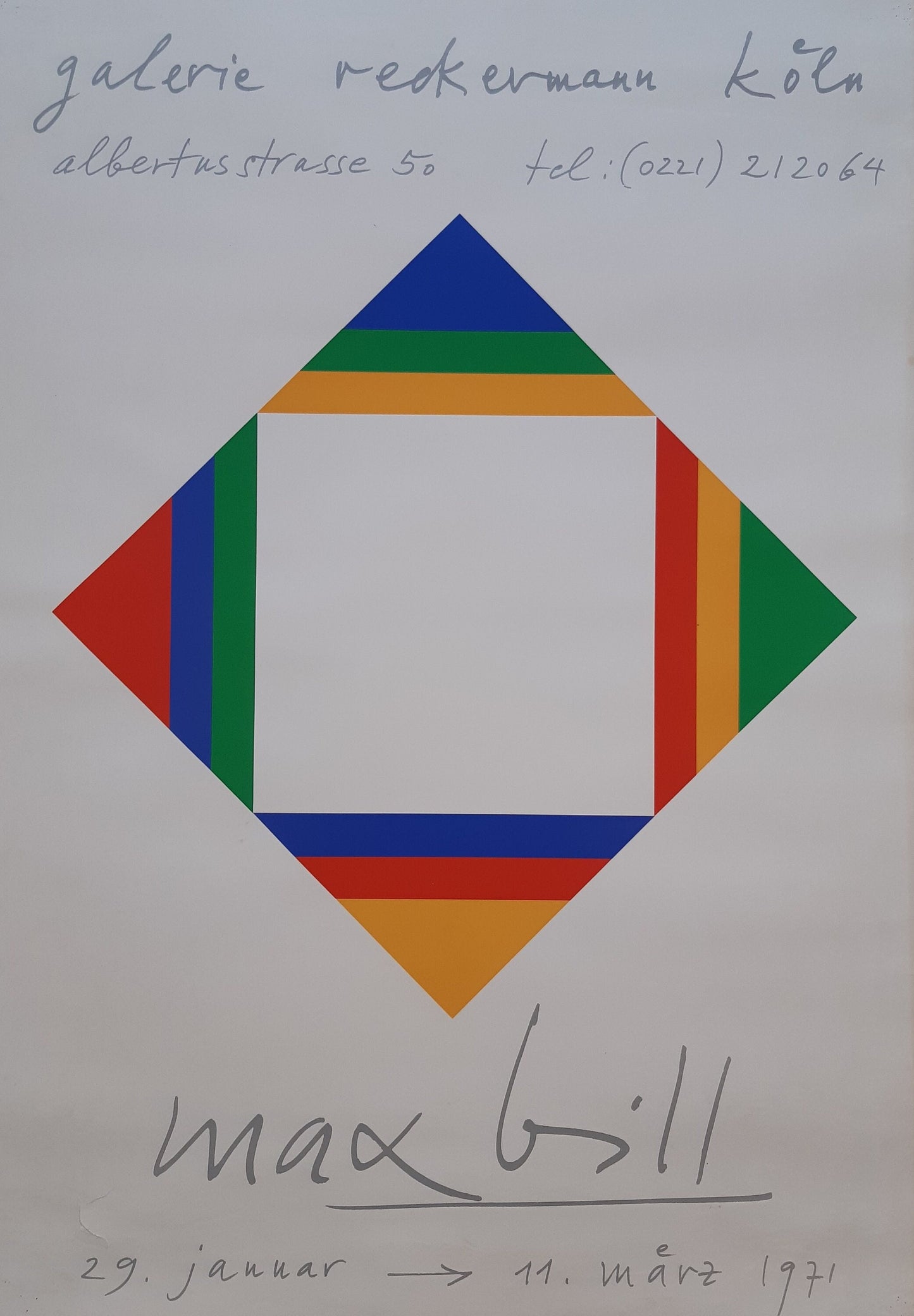 Max Bill original poster used - 23.4"×33.3" (59.5×84.5cm)
