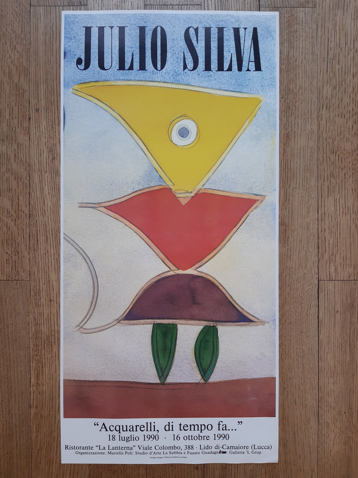 Julio Silva original art exhibition poster - 12.8"×26.4" (32.5×67cm)