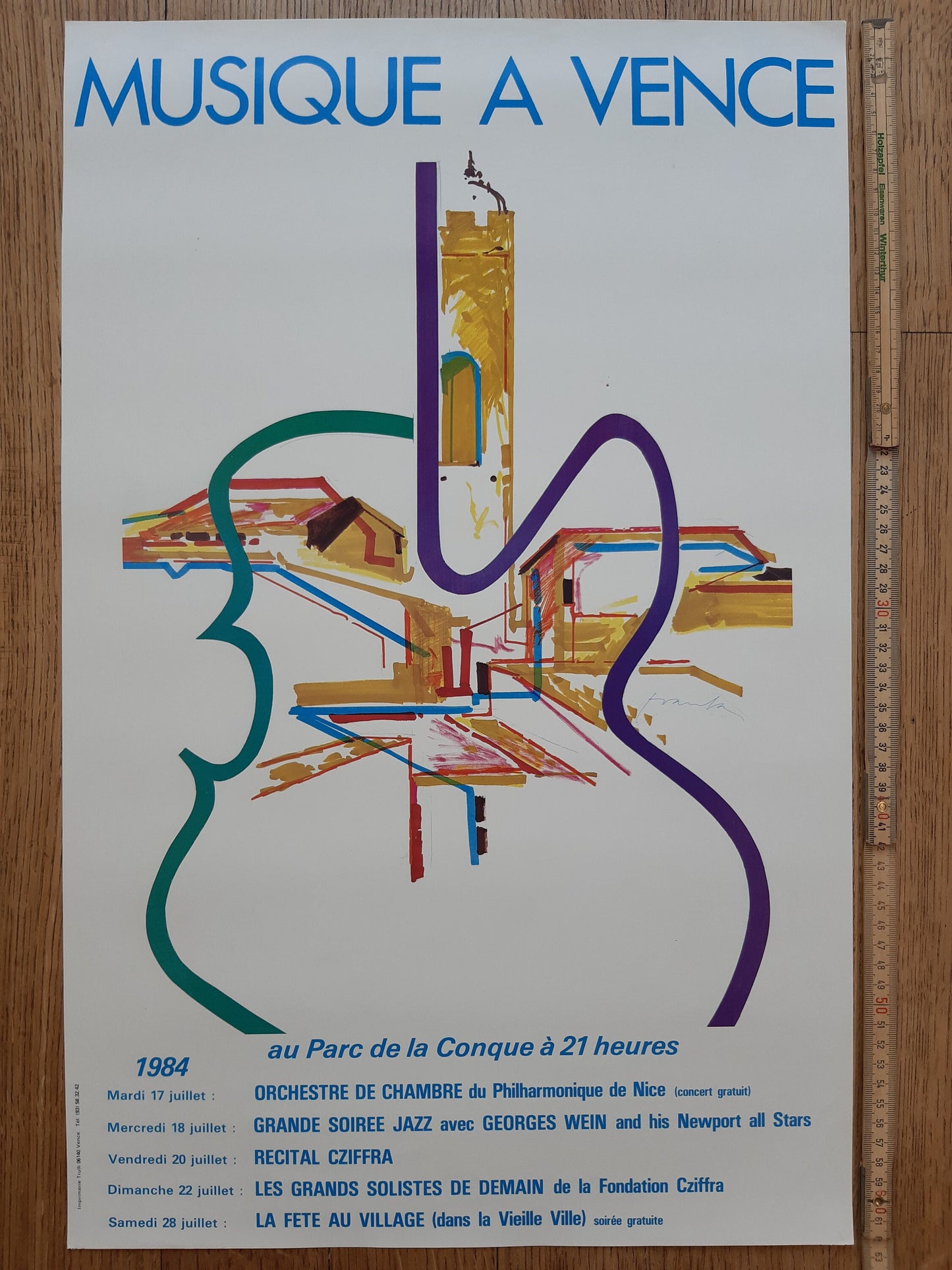 Musique a Vence original art poster - 15.8"×24.6" (40.1×62.6cm)