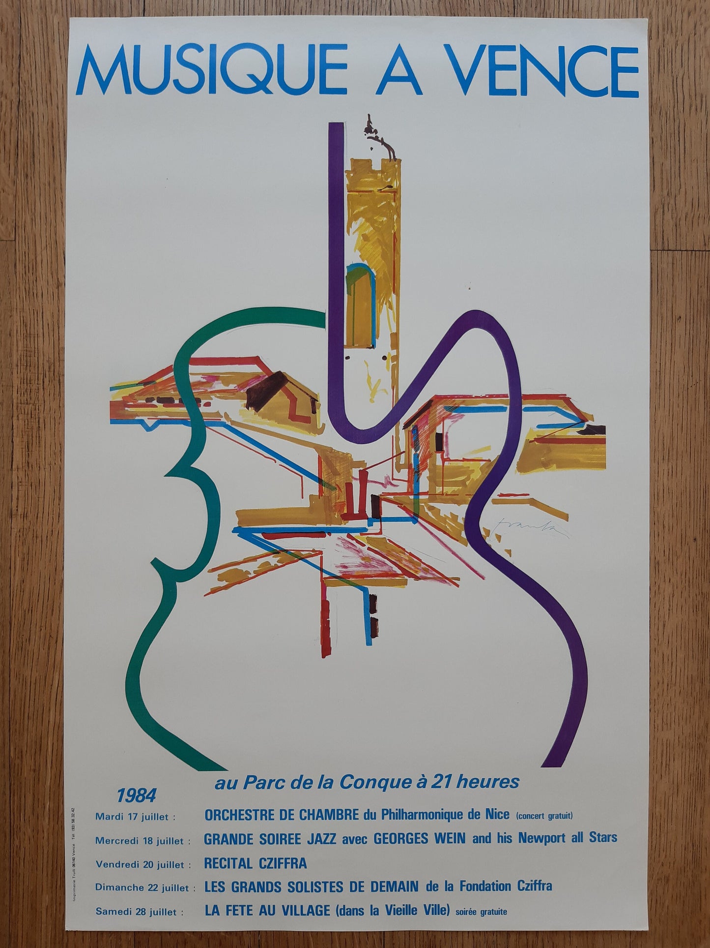 Musique a Vence original art poster - 15.8"×24.6" (40.1×62.6cm)