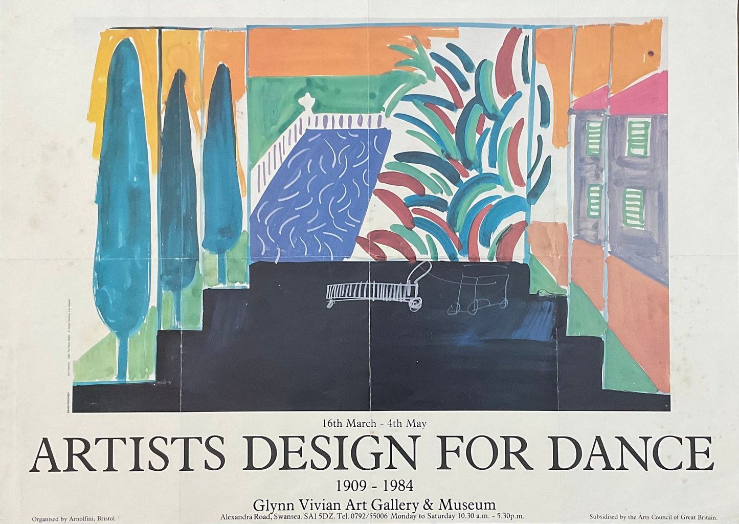 David Hockney original art poster used folded - 32.9"×23.6" (83.5×60cm)