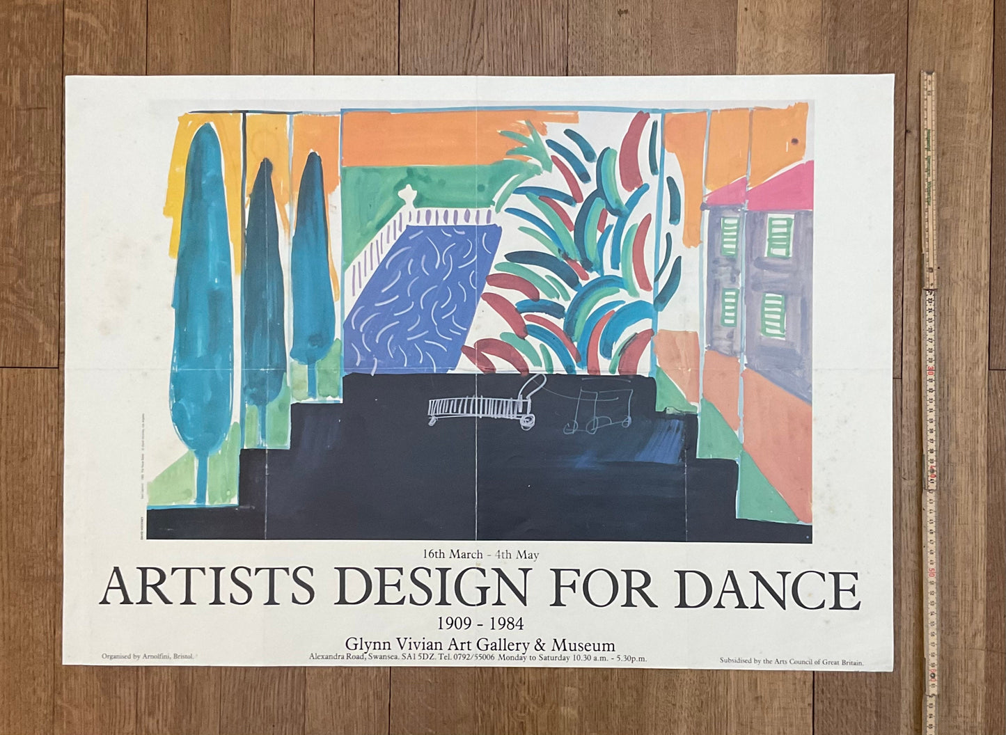 David Hockney original art poster used folded - 32.9"×23.6" (83.5×60cm)