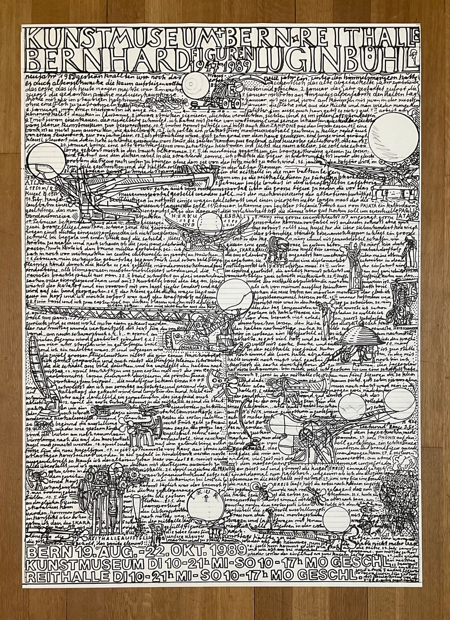 Bernhard Luginbühl original art poster - 35.6"×50.2" (90.3×127.5cm)