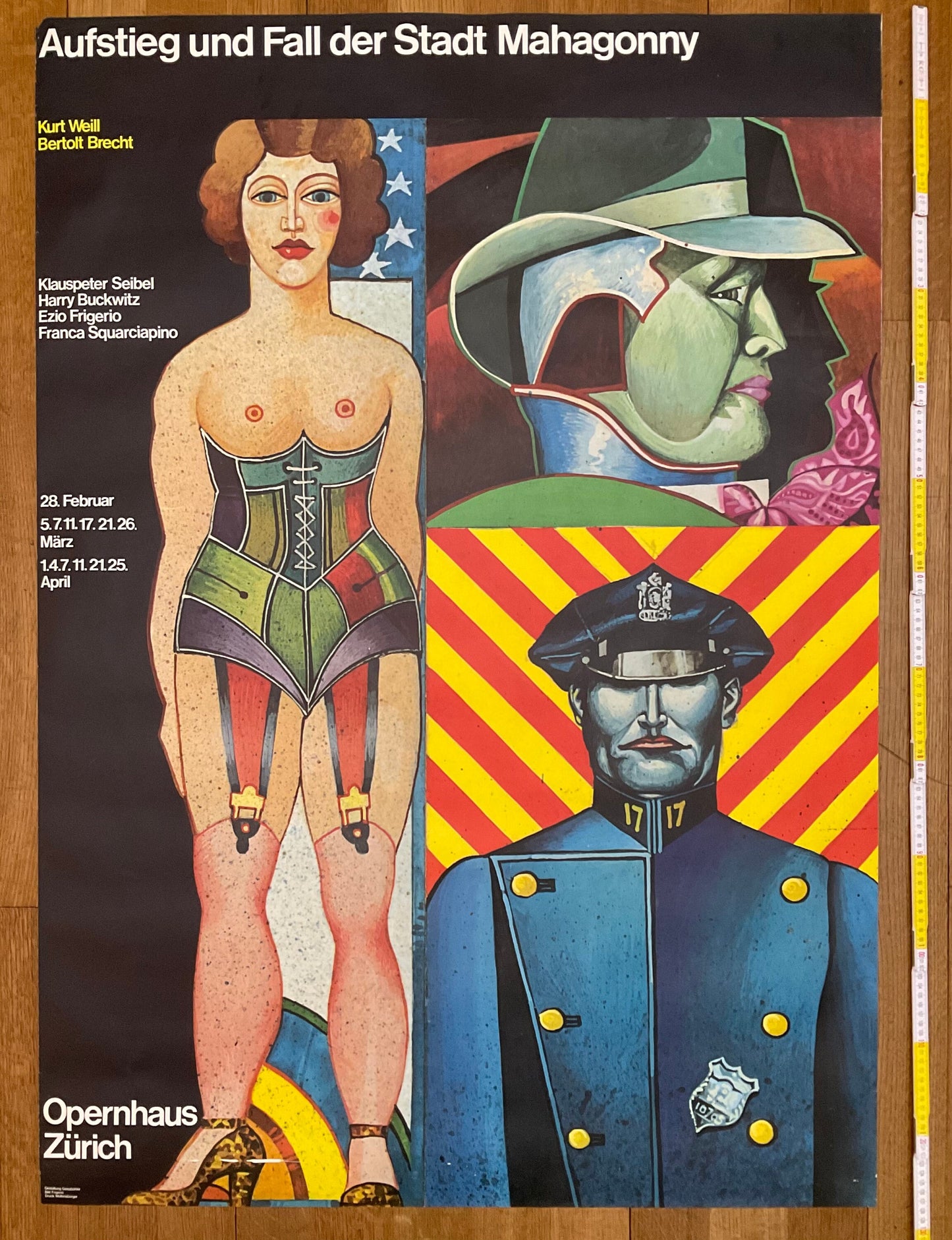 Opernhaus Zürich original art poster - 35.6"×50.2" (90.5×127.5cm)