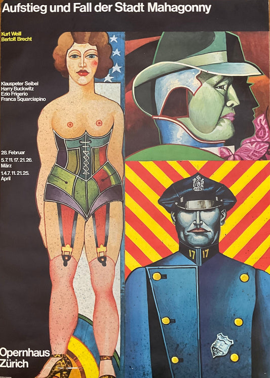 Opernhaus Zürich original art poster - 35.6"×50.2" (90.5×127.5cm)