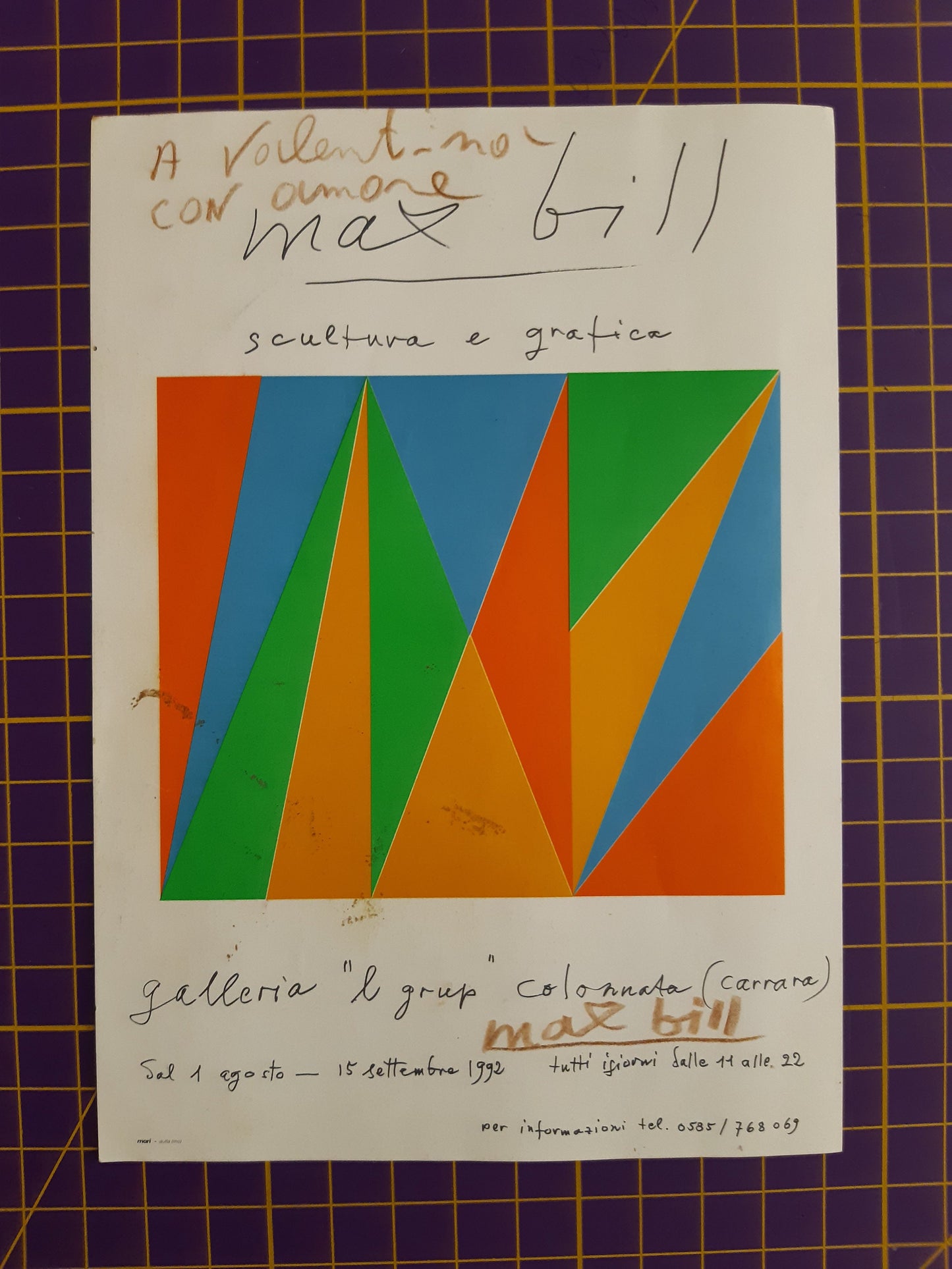 Max Bill original poster + signed invitation card - 26.8"×38.6" (68×98cm)