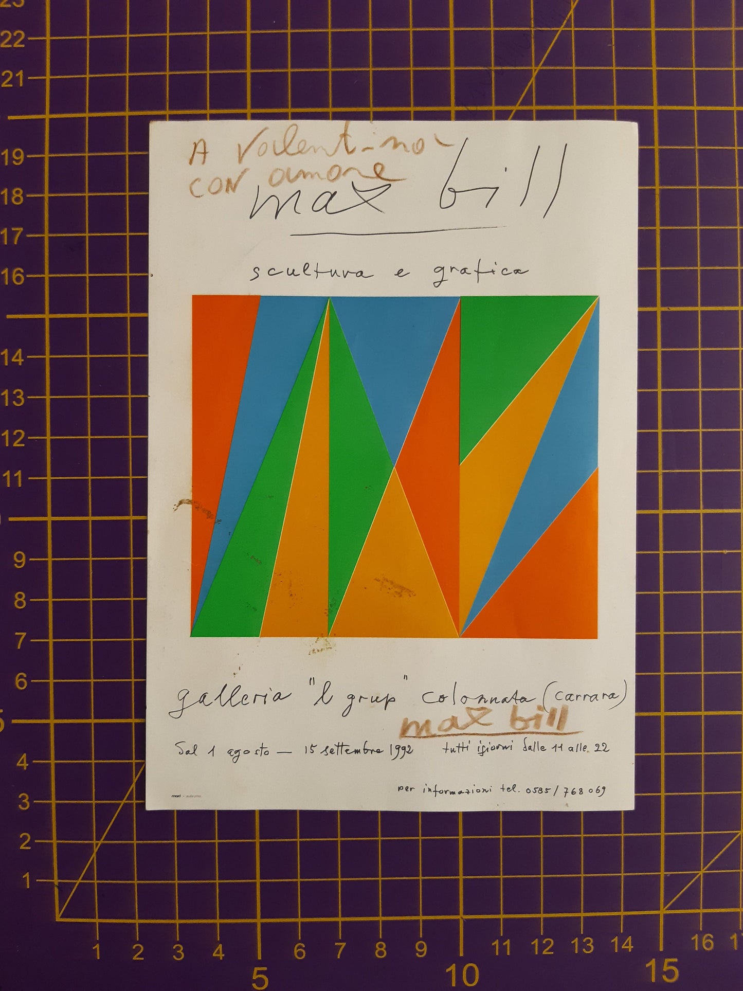 Max Bill original poster + signed invitation card - 26.8"×38.6" (68×98cm)
