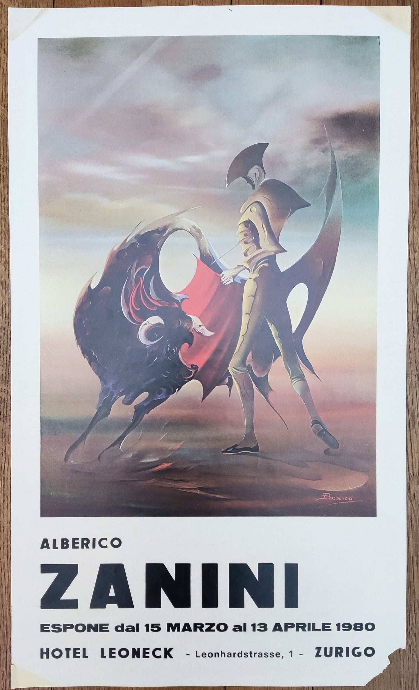 Alberico Zanini original art poster used - 15.4"×26.0" (39×66cm)
