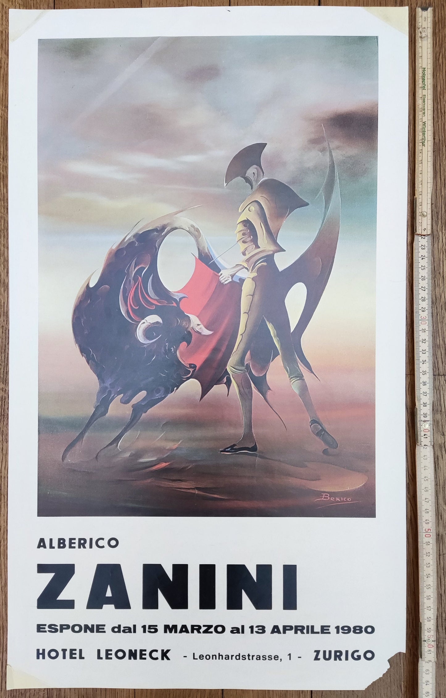 Alberico Zanini original art poster used - 15.4"×26.0" (39×66cm)