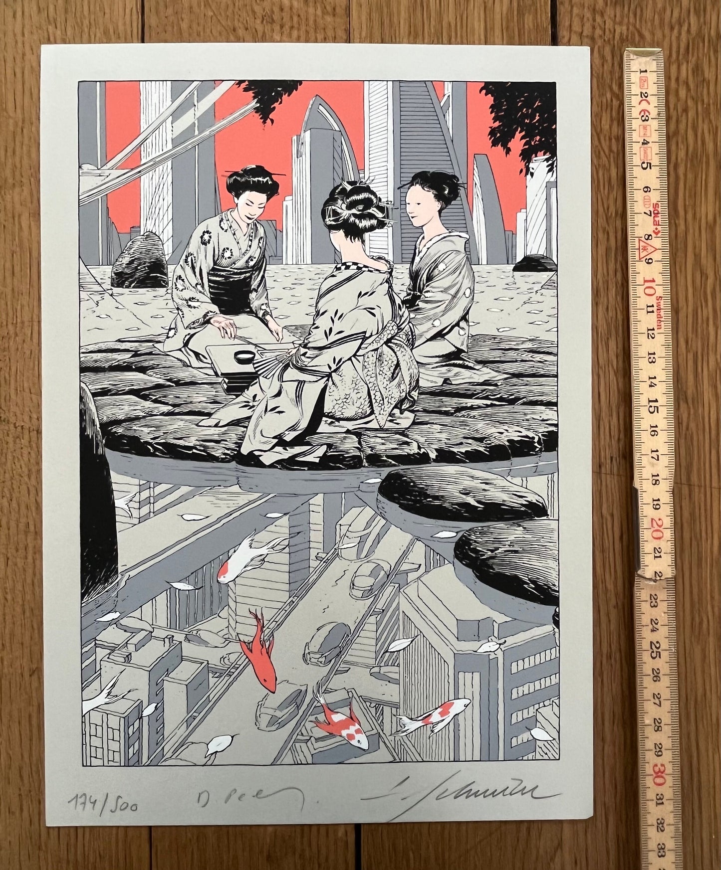 Francois Schuiten original signed - 9.1"×12.8" (23×32.5cm)