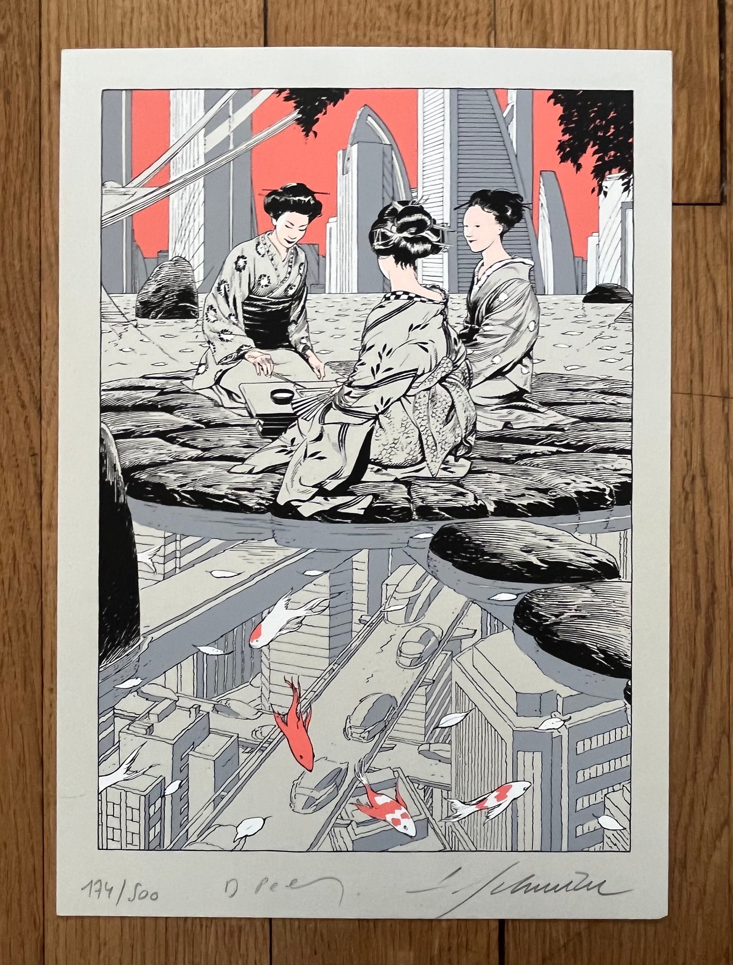 Francois Schuiten original signed - 9.1"×12.8" (23×32.5cm)