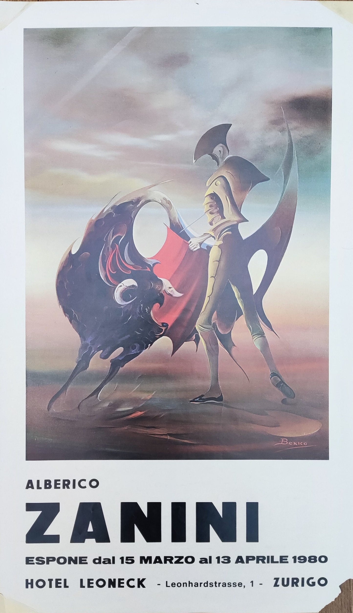 Alberico Zanini original art poster used - 15.4"×26.0" (39×66cm)
