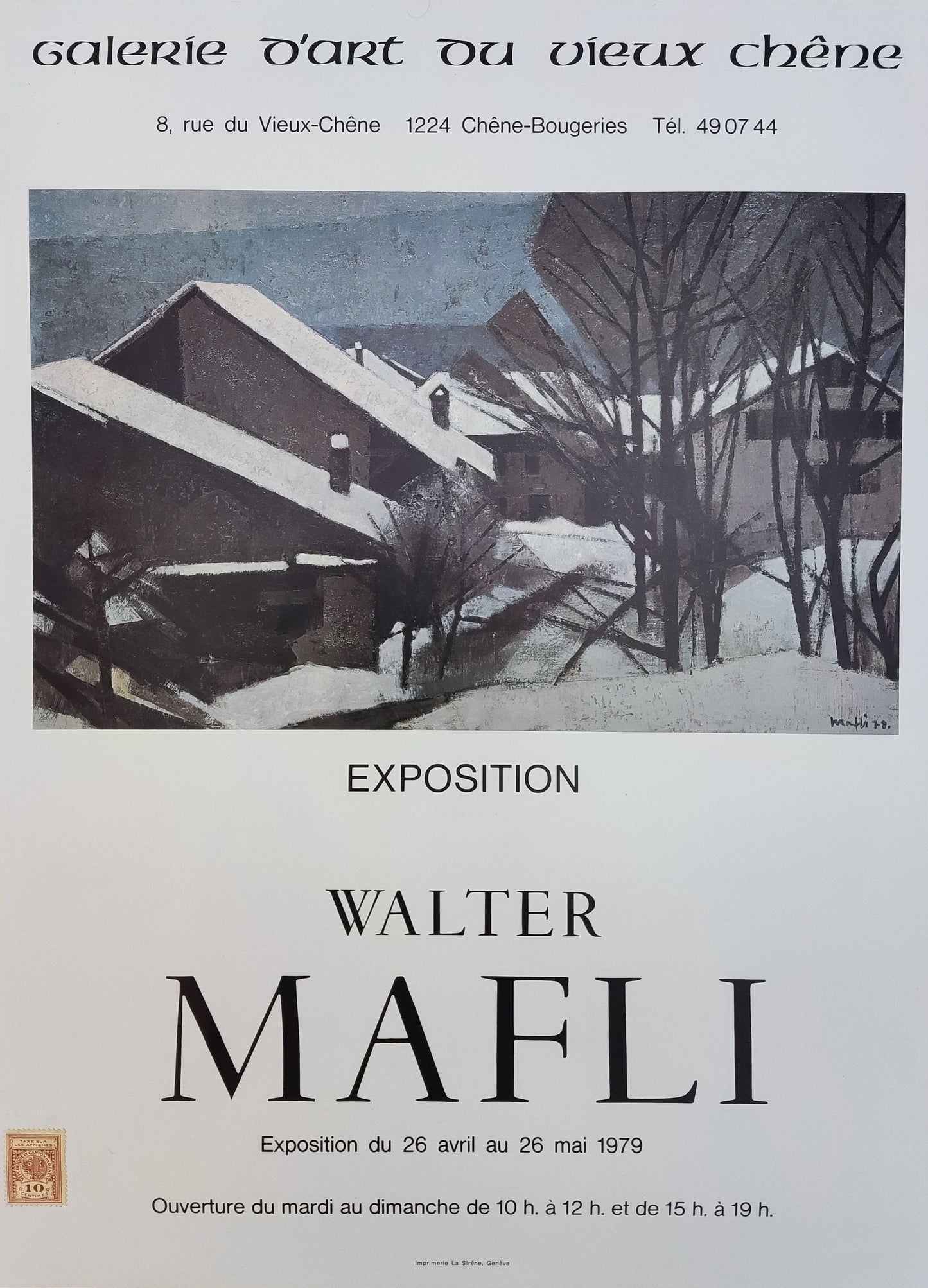 Walter Mafli original art exhibition poster - 13.8"×18.9" (35×48cm)