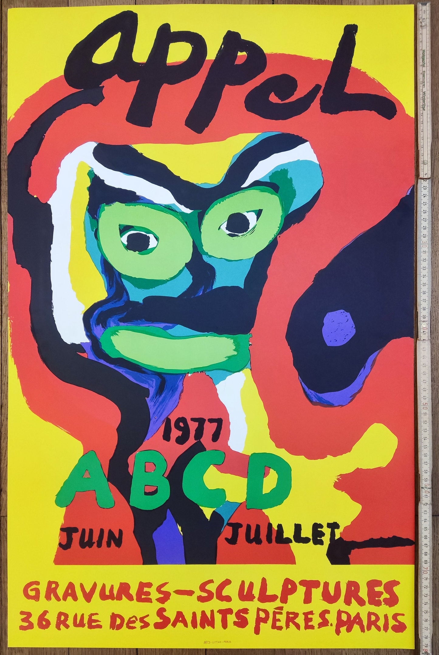 Karel Appel original art exhibition poster - 20.1"×31.9" (51×81cm)