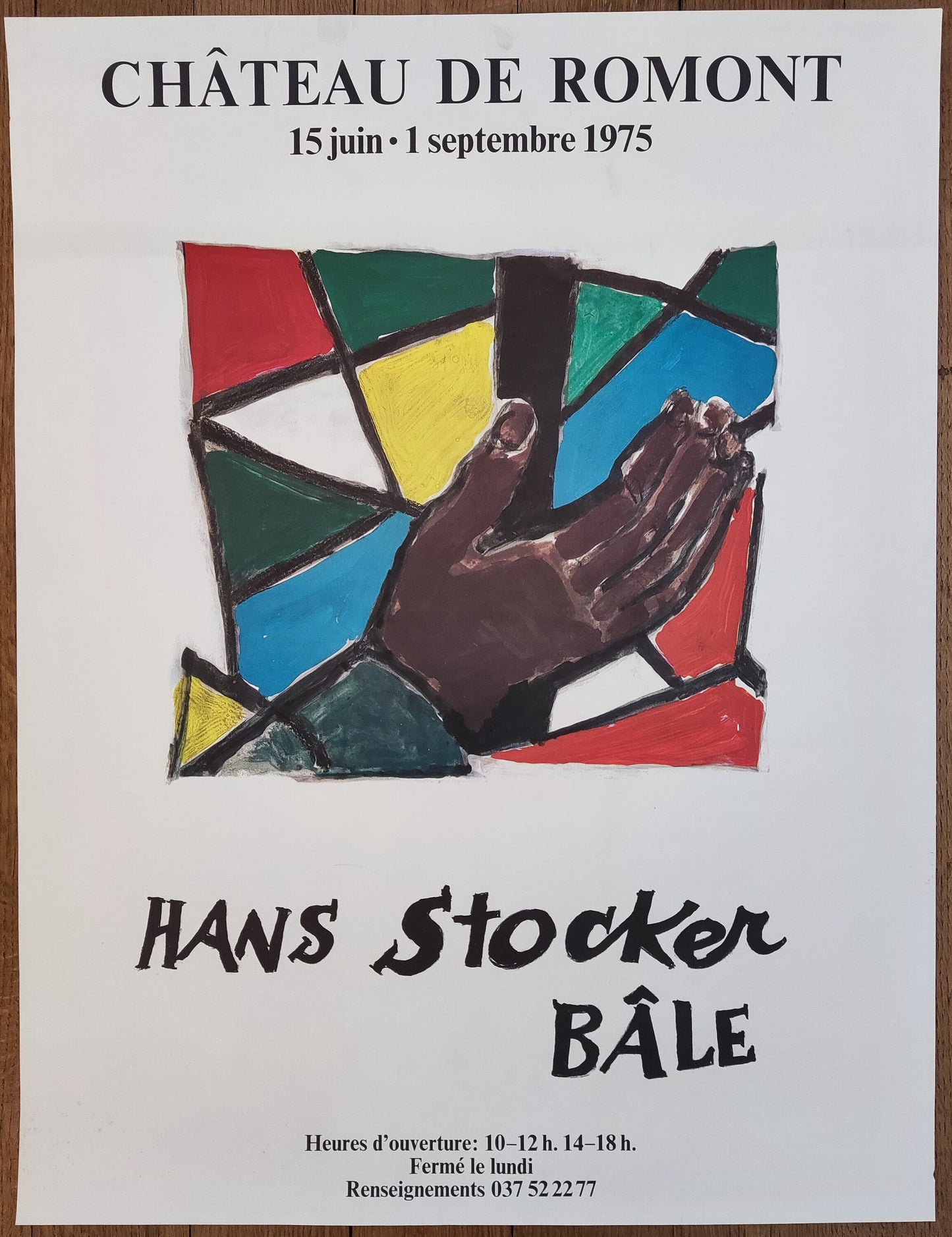 Hans Stocker original art exhibition poster used - 19.3"×25.2" (49×64cm)