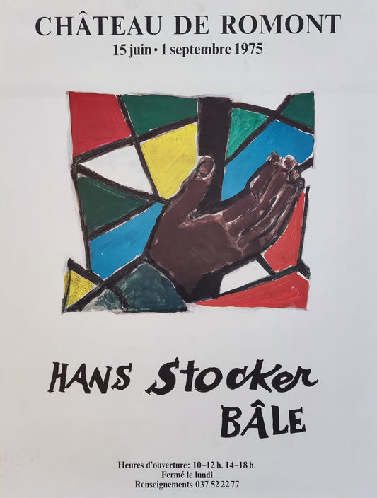 Hans Stocker original art exhibition poster used - 19.3"×25.2" (49×64cm)