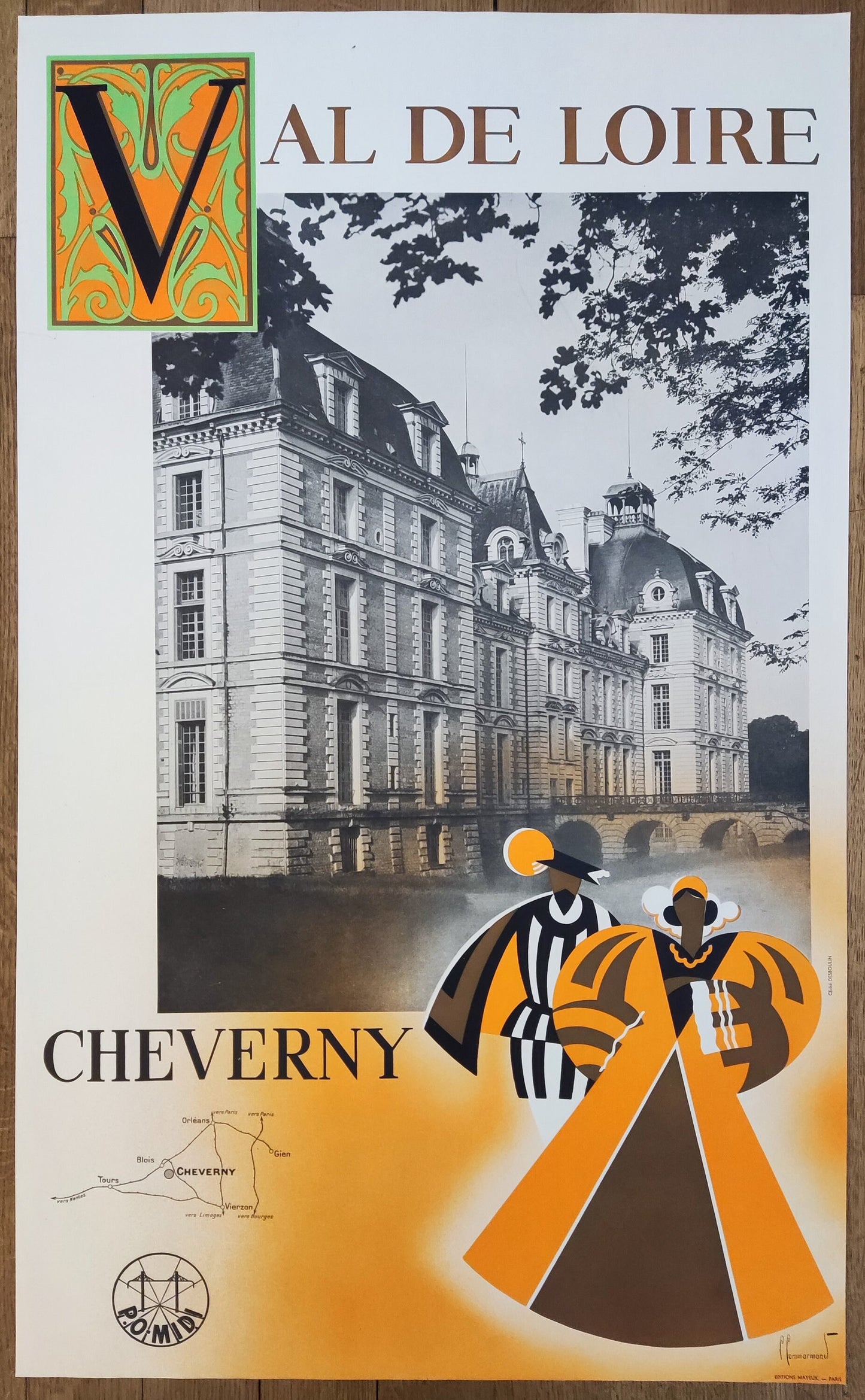 Château de Cheverny vintage art poster - 24.0"×39.4" (61×100cm)