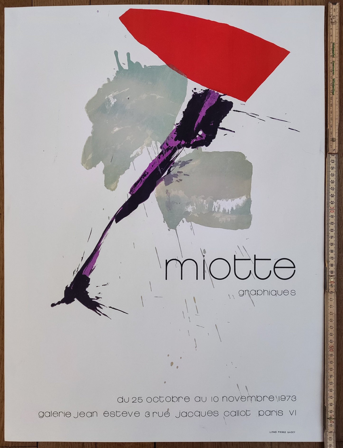 Jean Miotte original art exhibition poster - 18.5"×25.2" (47×64cm)