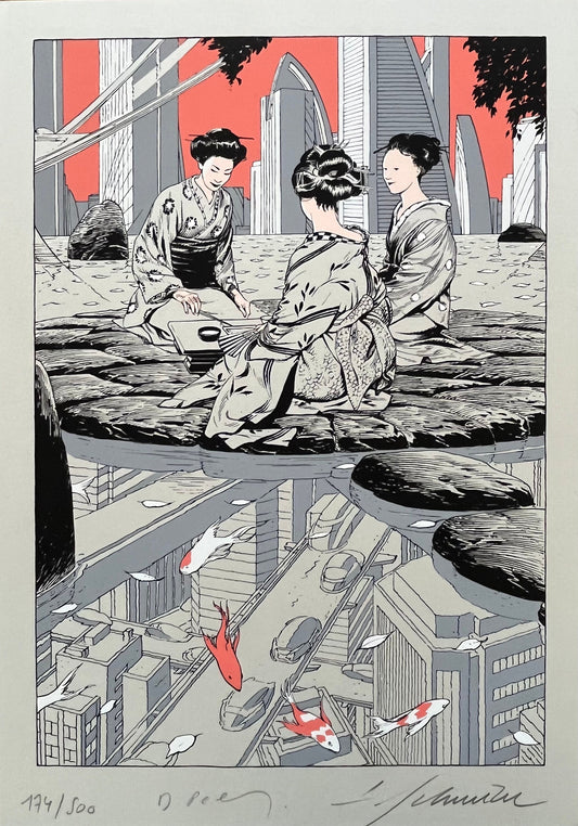 Francois Schuiten original signed - 9.1"×12.8" (23×32.5cm)