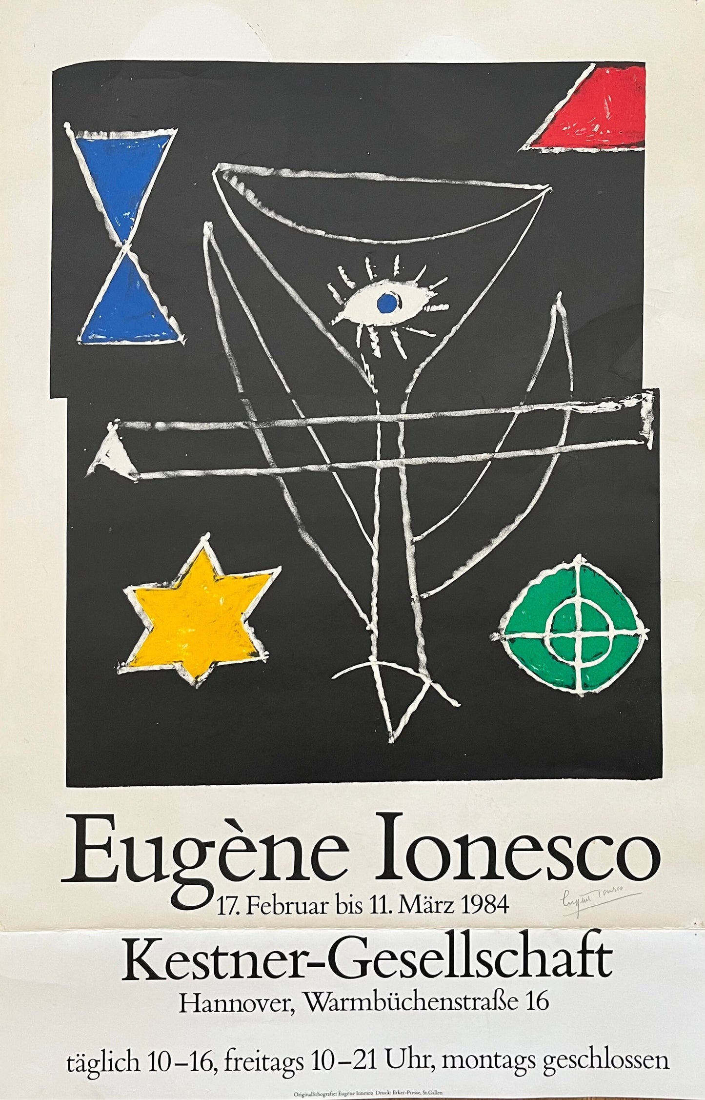 Ionesco original art poster signed - 21.3"×32.7" (54×83cm)