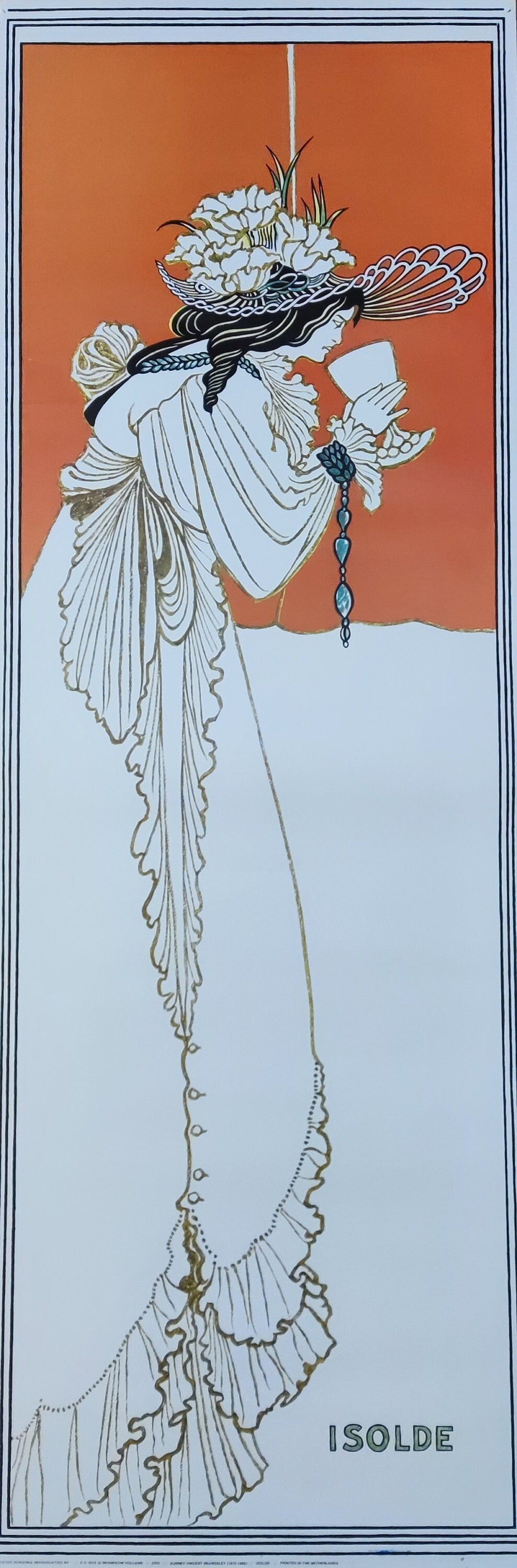 Aubrey Beardsley "Isolde" large original art print - 21.3"×62.6" (54×159cm)