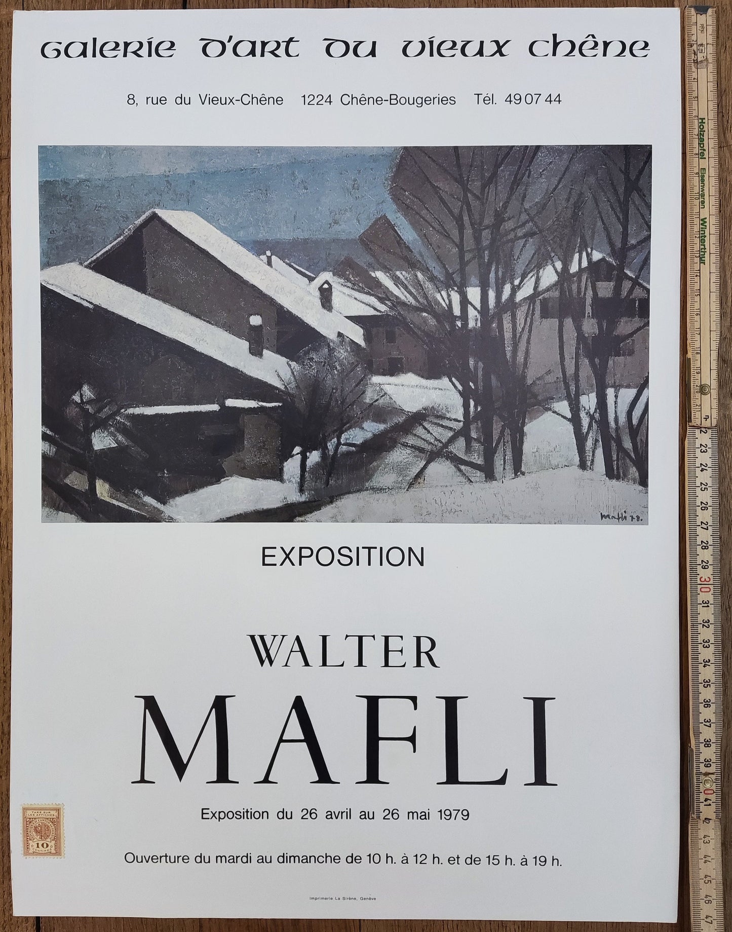 Walter Mafli original art exhibition poster - 13.8"×18.9" (35×48cm)
