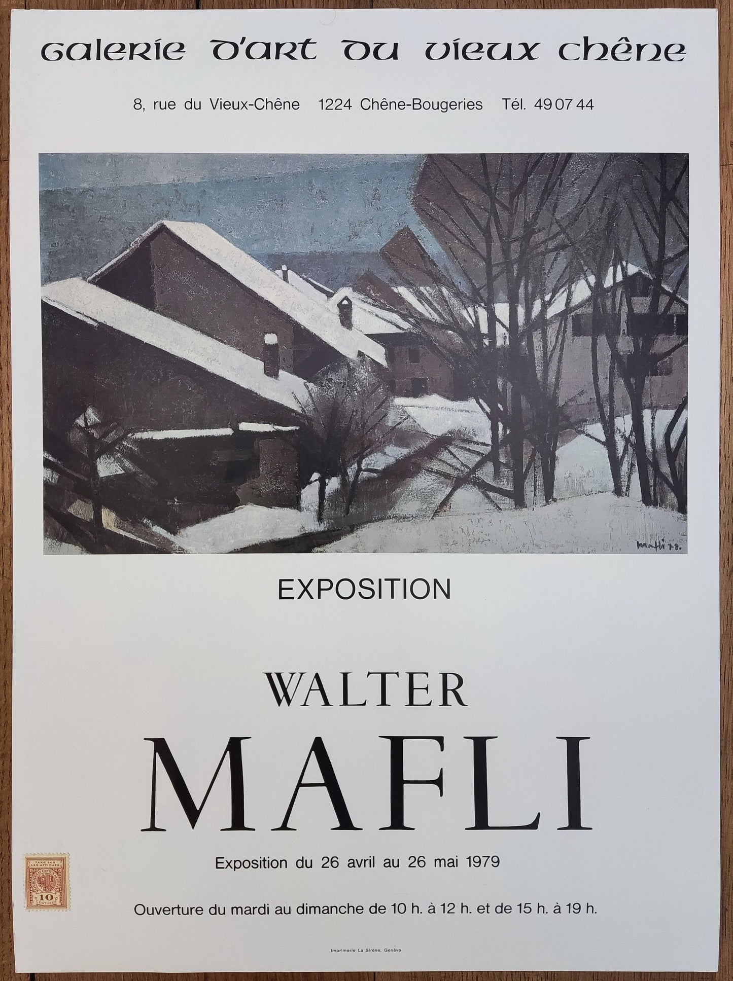 Walter Mafli original art exhibition poster - 13.8"×18.9" (35×48cm)
