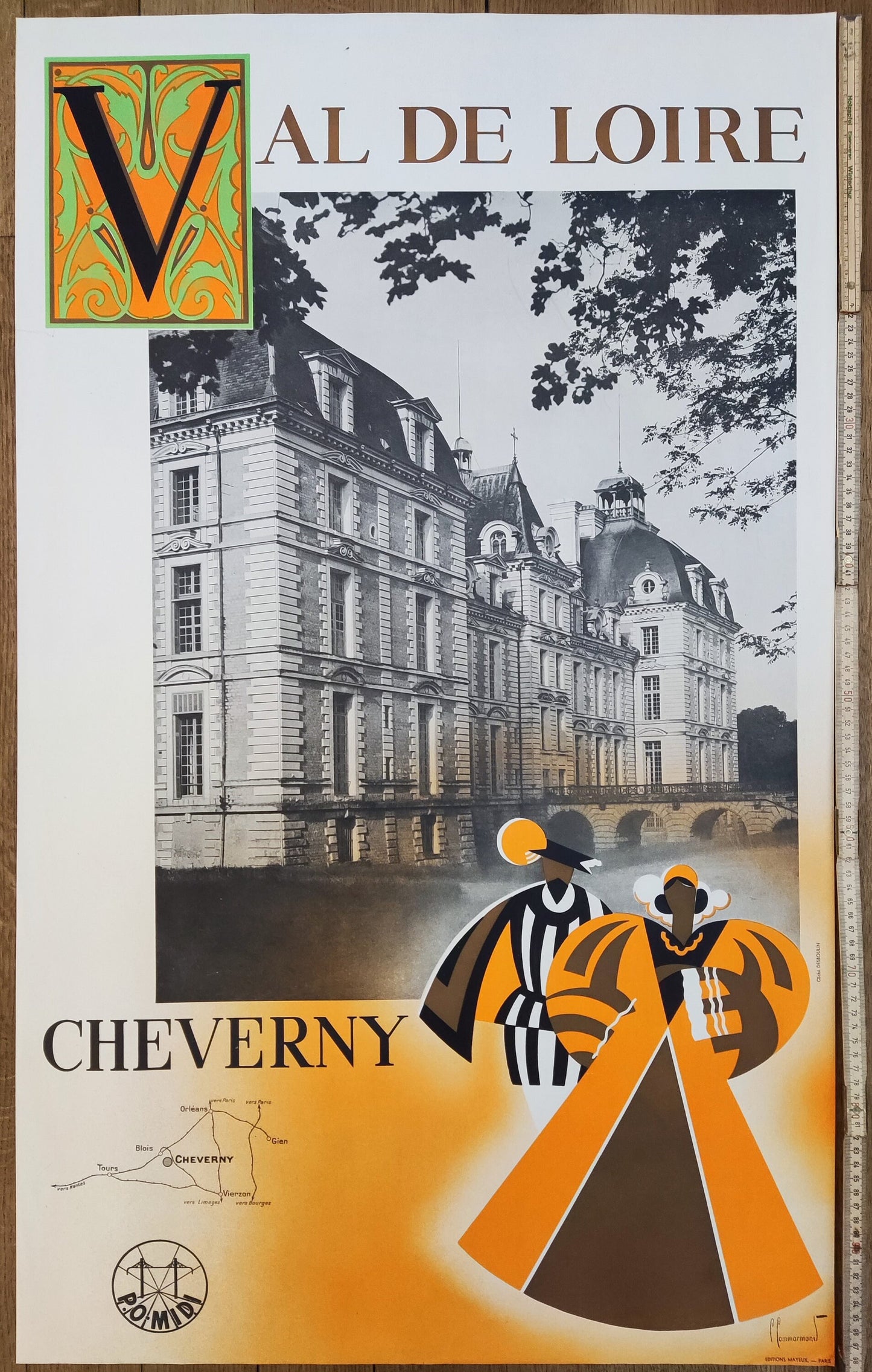 Château de Cheverny vintage art poster - 24.0"×39.4" (61×100cm)