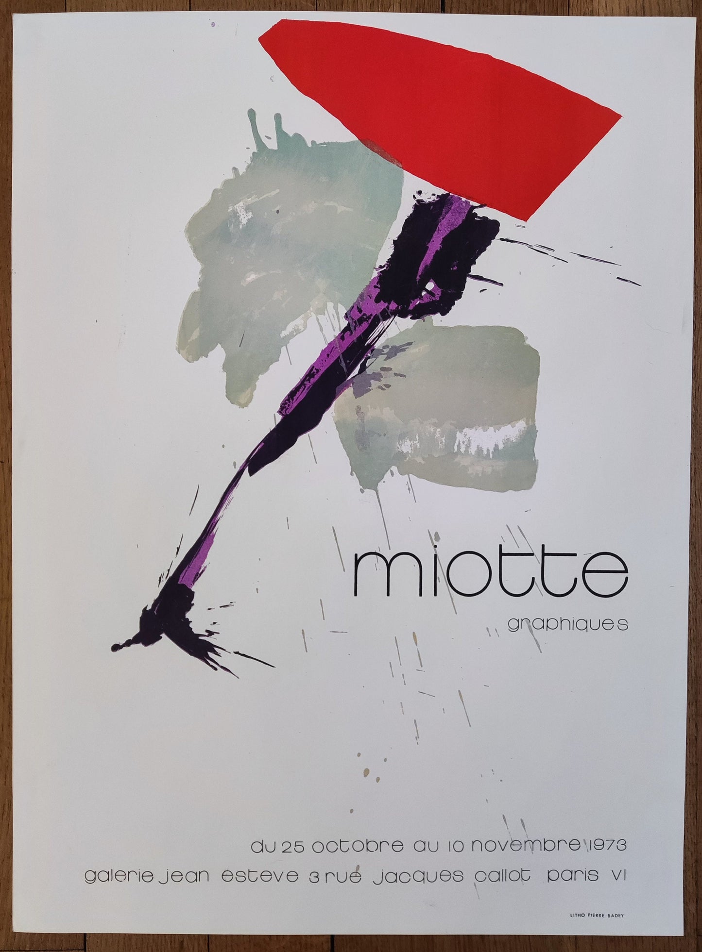 Jean Miotte original art exhibition poster - 18.5"×25.2" (47×64cm)