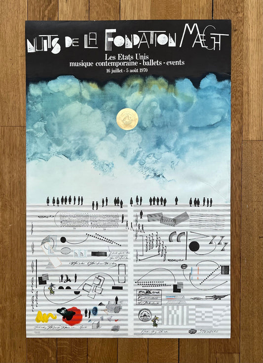 Saul Steinberg original art poster used - 22.4"×35.0" (57×89cm)