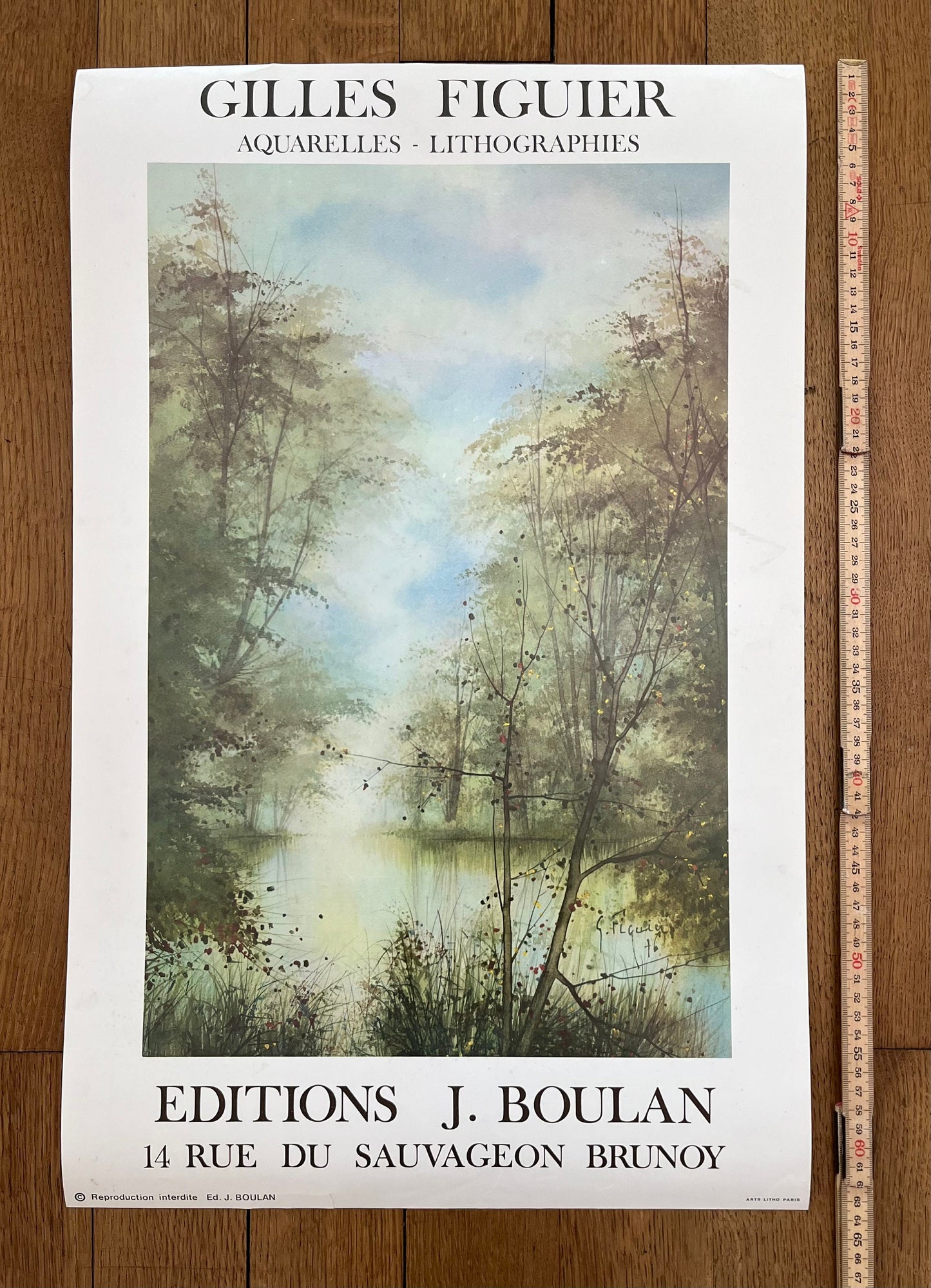 Gilles Figuier original art poster - 16.1"×25.2" (41×64cm)