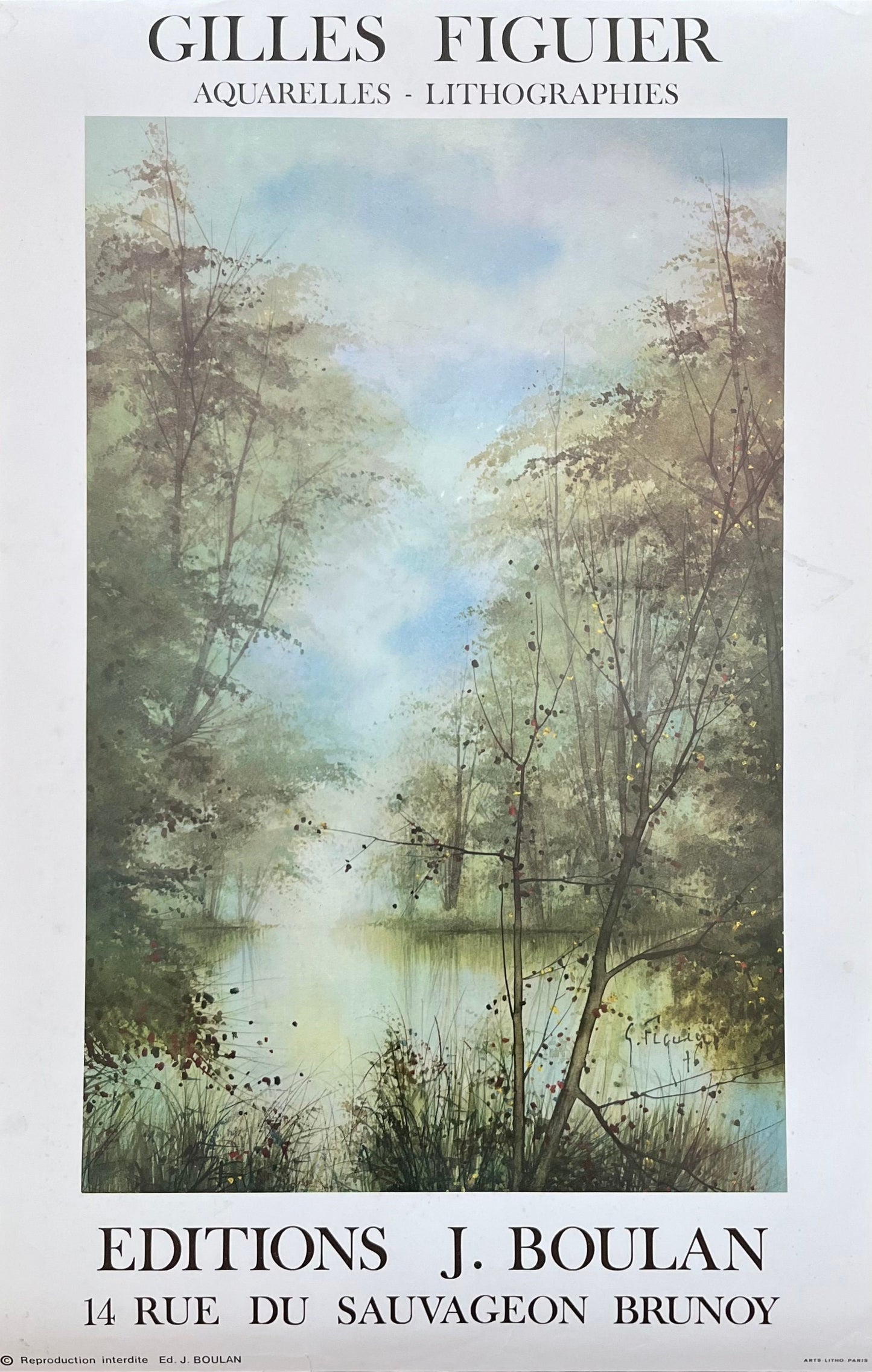 Gilles Figuier original art poster - 16.1"×25.2" (41×64cm)
