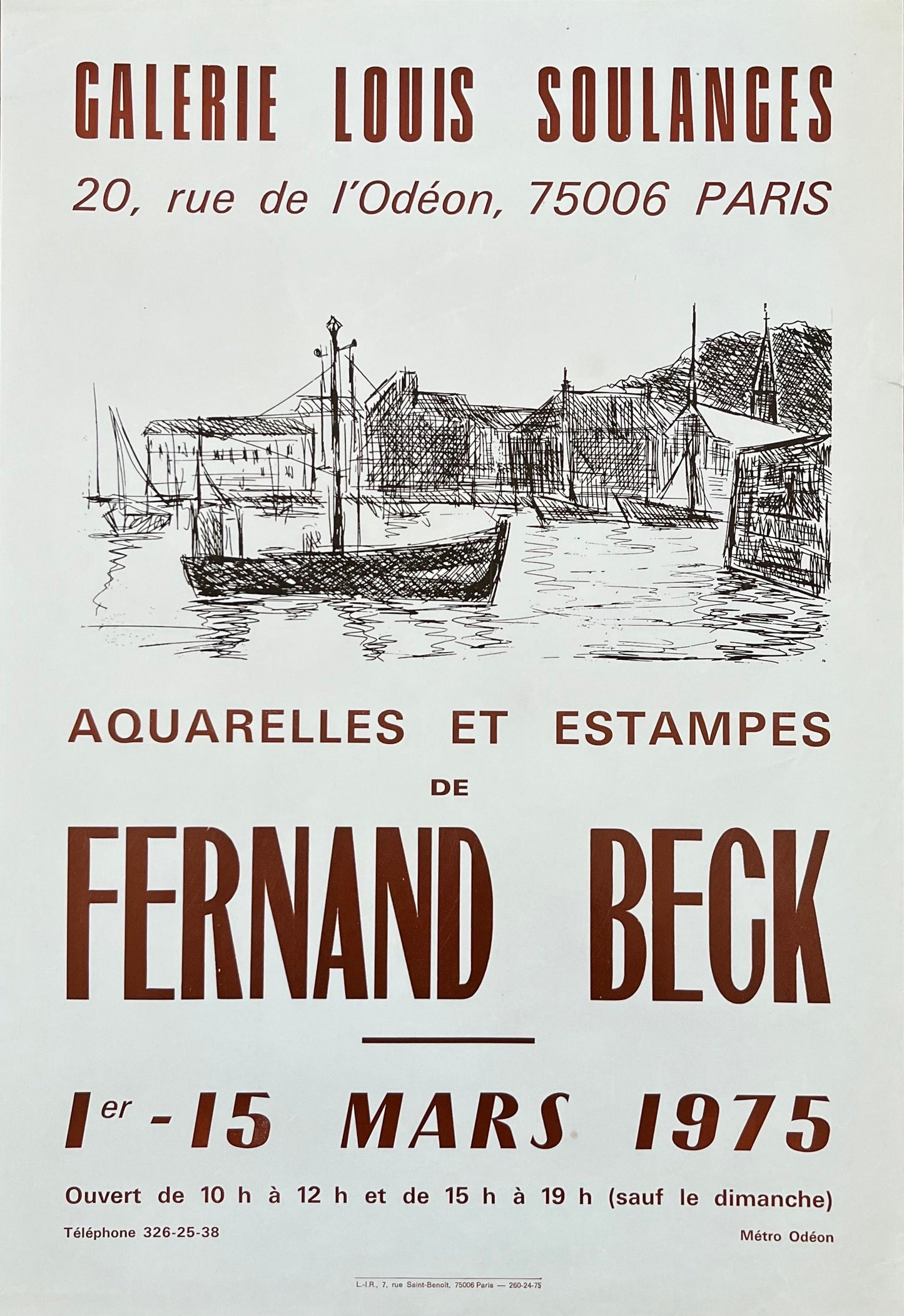 Fernand Beck "Aquarelles et Estampes" art exhibition poster (1) - 13.8"×20.1" (35×51cm)