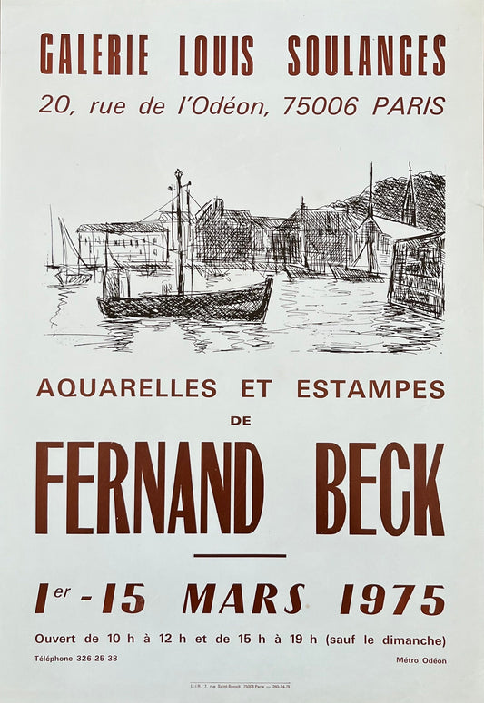 Fernand Beck "Aquarelles et Estampes" art exhibition poster (1) - 13.8"×20.1" (35×51cm)