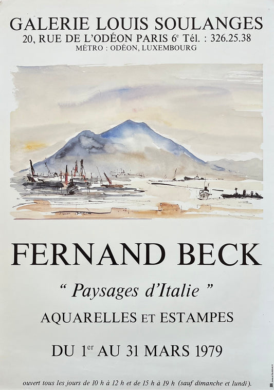 Fernand Beck "Paysages d'Italie" art exhibition poster - 19.3"×27.2" (49×69cm)