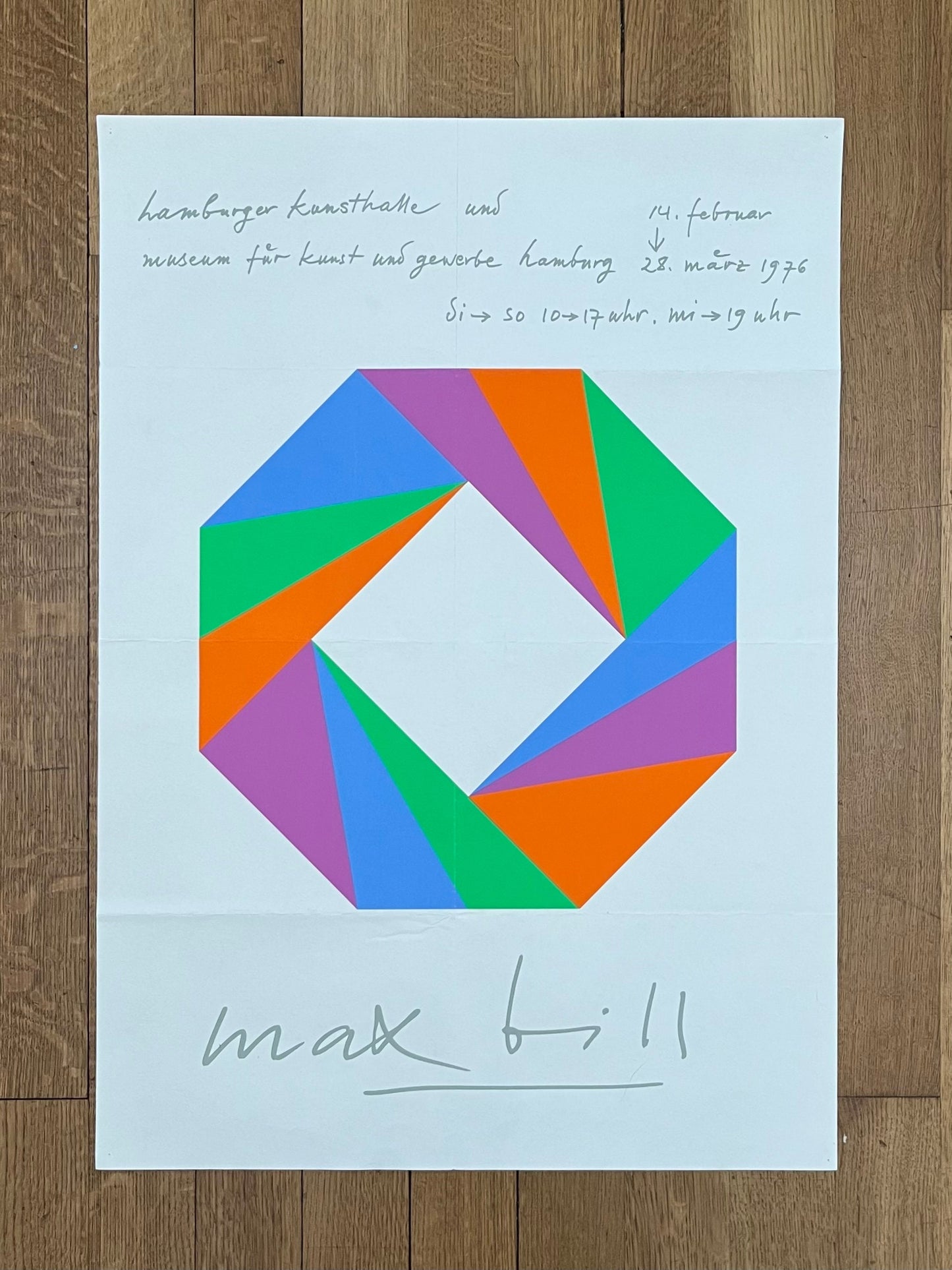 Max Bill original exhibition poster folded - 23.2"×33.1" (59×84cm)